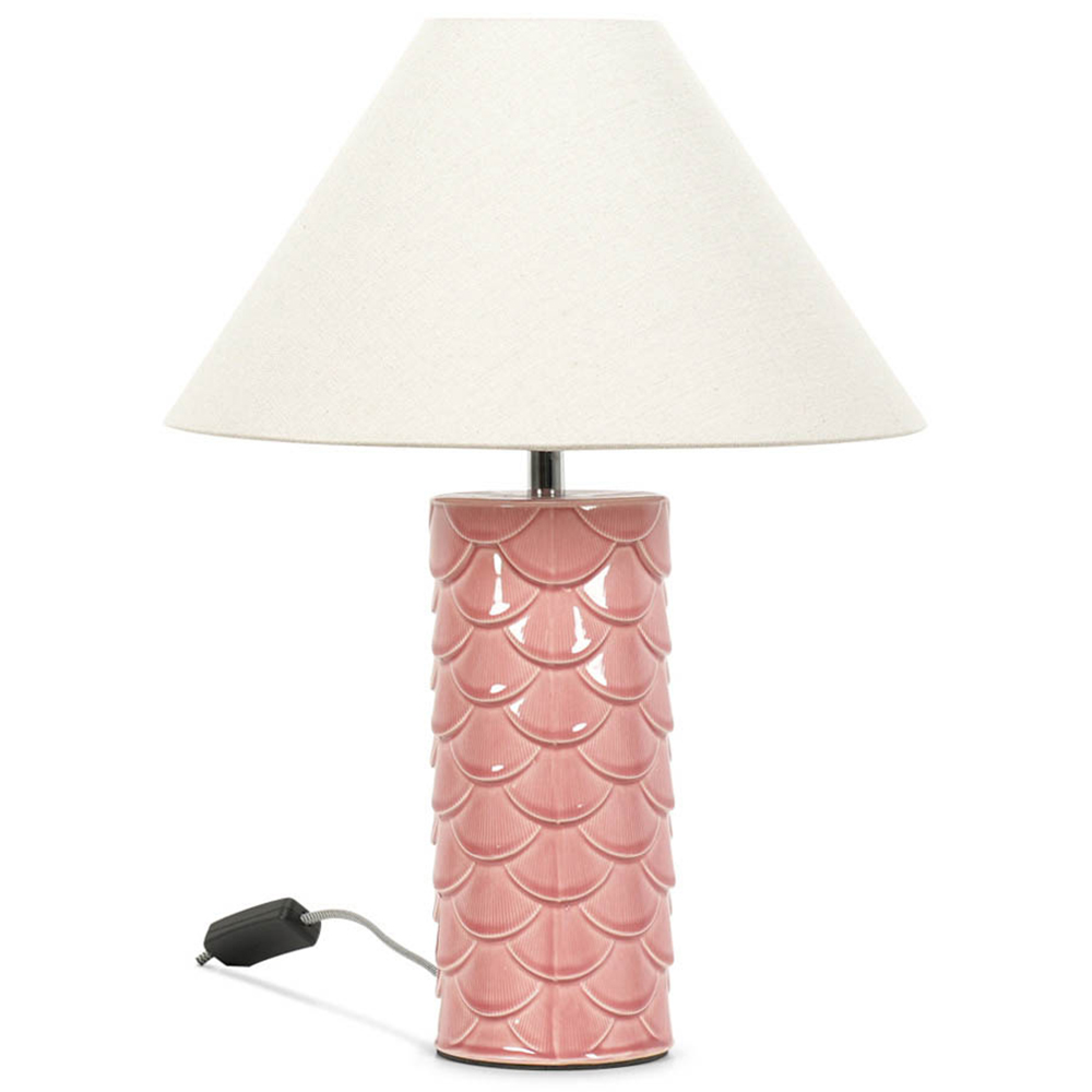 ValueLights Athena Pink and Natural Taper Shell Ceramic LED Table Lamp Image 1