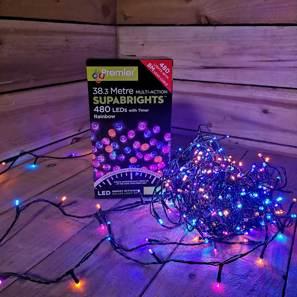 Premier SupaBrights 480 Rainbow LED Multi-Function Christmas String Light 38.3m Image 9
