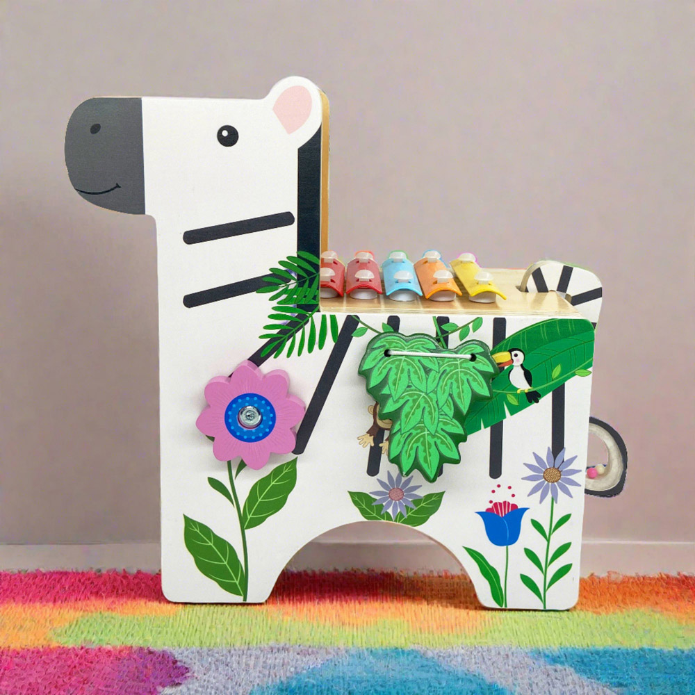 Teamson Kids Preschool Zebra Wooden Activity Play Centre with Xylophone Image 2