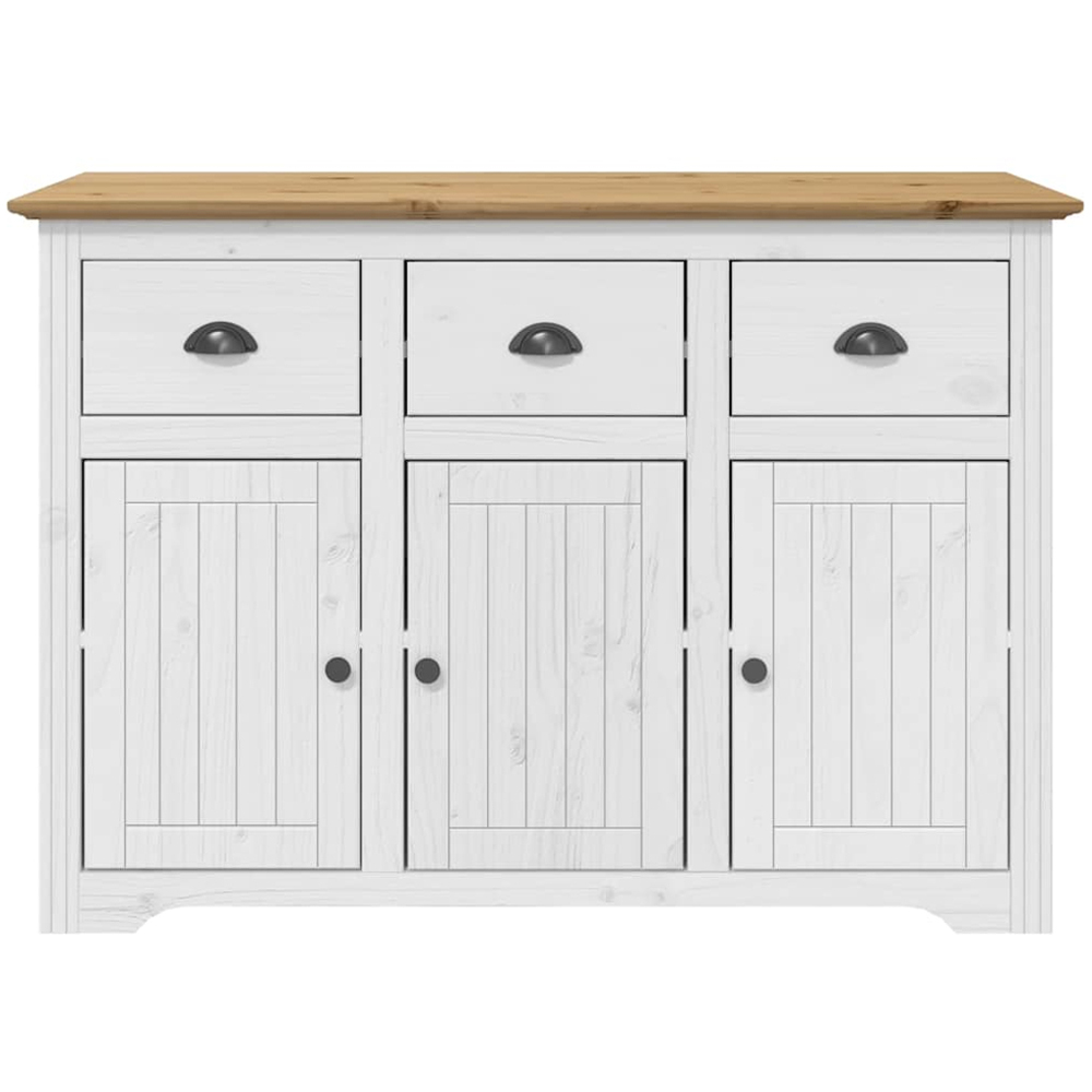 vidaXL 6 Door 3 Drawer White and Brown Solid Pine Wood Glass Highboard Image 8