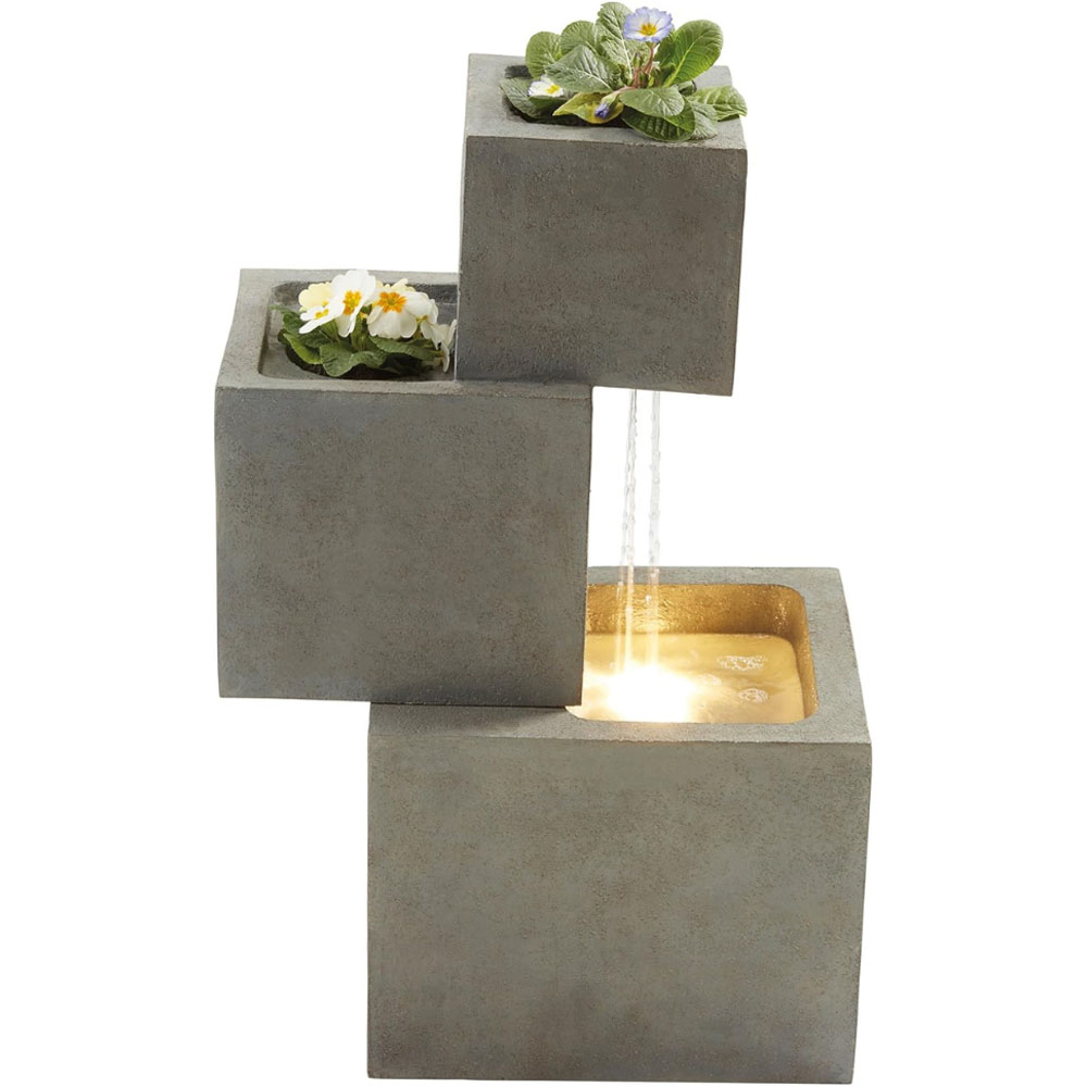 Serenity Cascade 3-Tier LED Water Feature with Planter Image 3