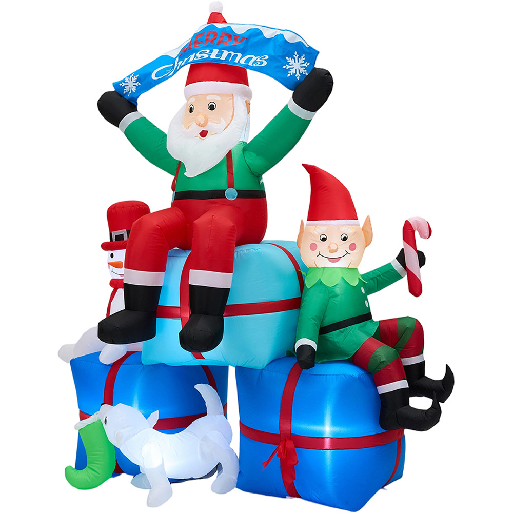 Living and Home Inflatable Santa Snowman and Elf Scene LED Christmas Decoration 7.2ft Image 2
