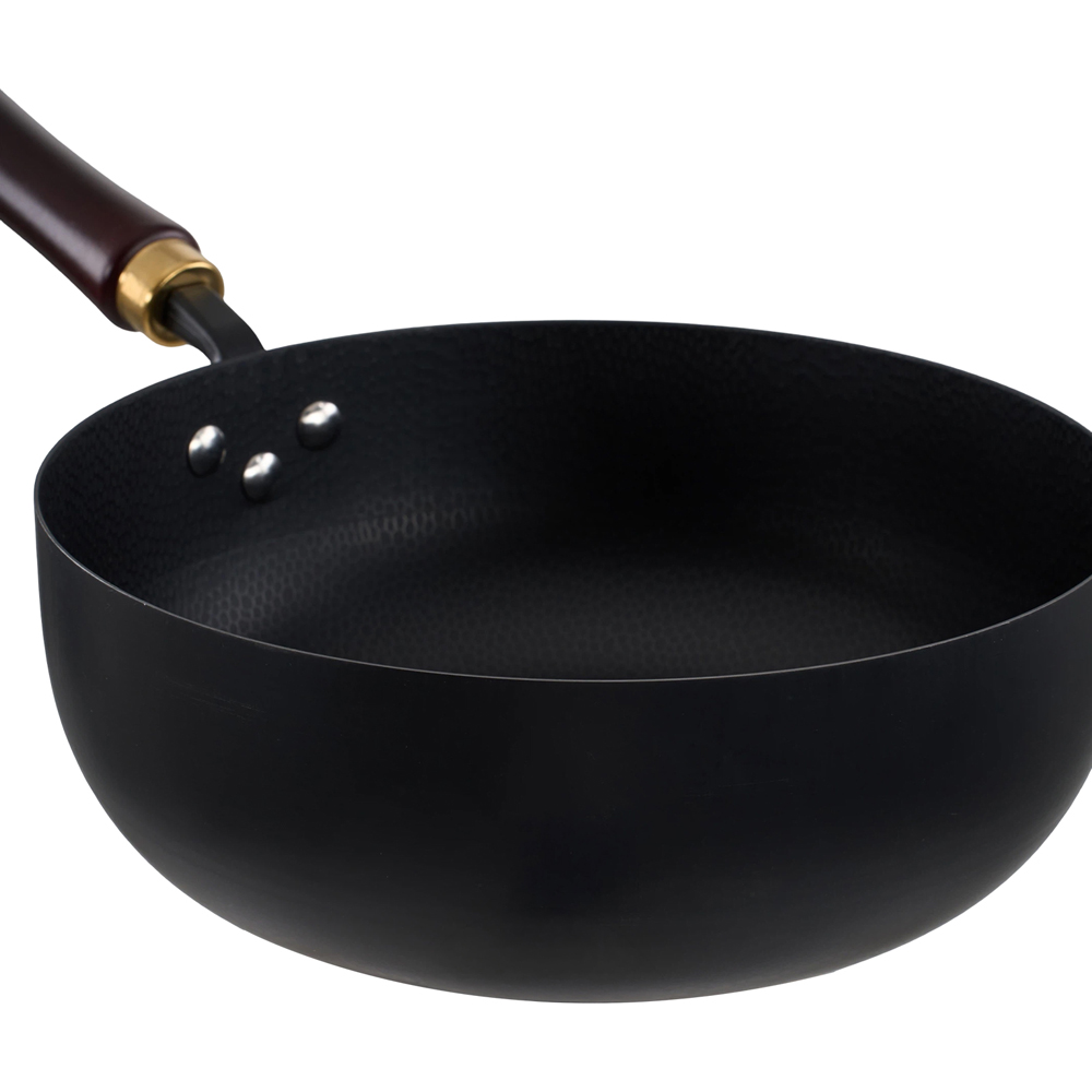 Living and Home 26cm Black Iron Wok with Detachable Handle Image 3