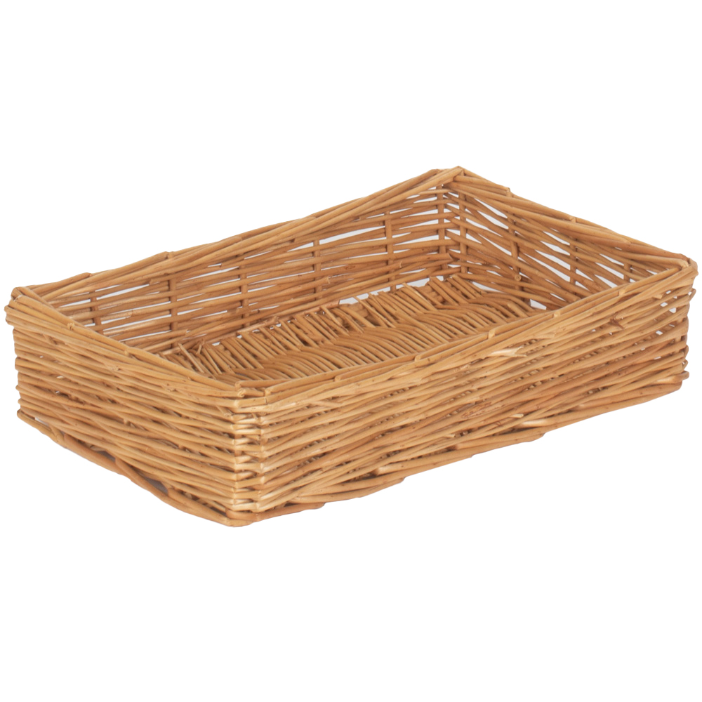 Red Hamper Small Rectangular Straight Sided Wicker Tray Image 1