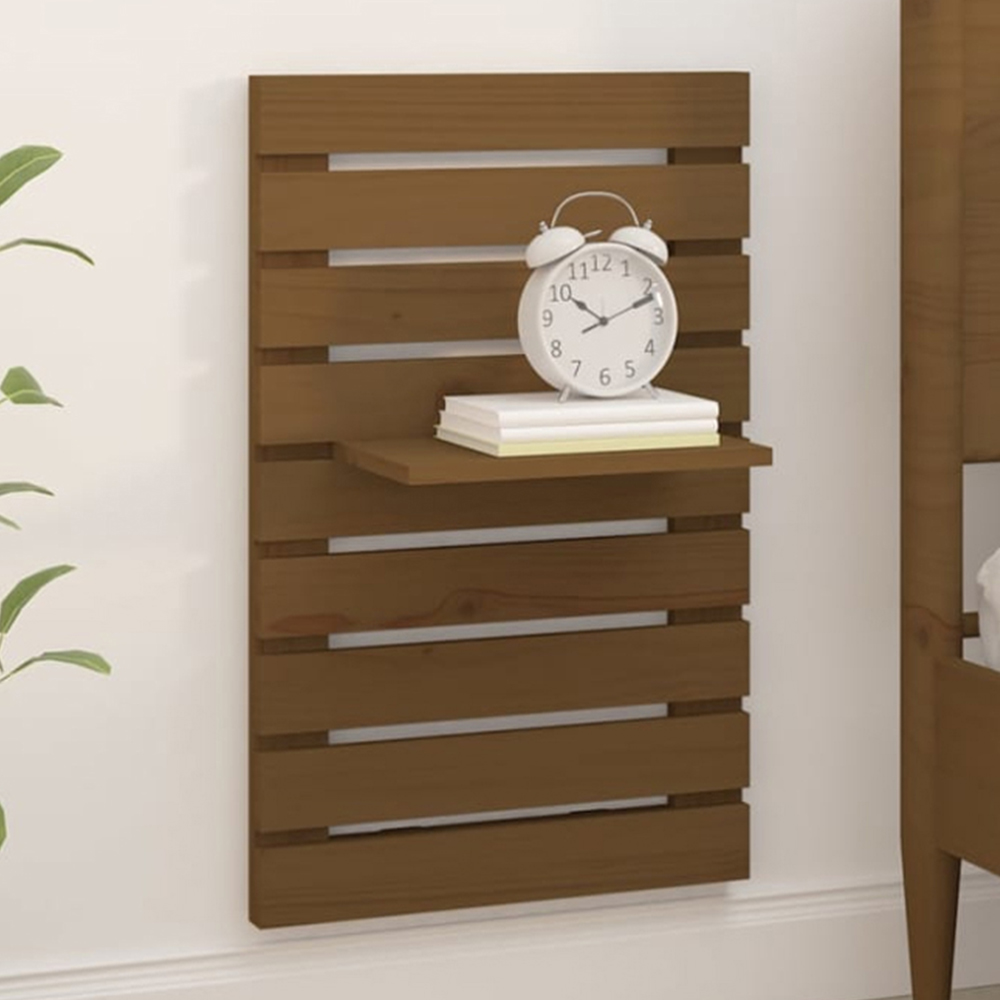 vidaXL Honey Brown Adjustable Wall Mounted Bedside Shelf Set of 2 Image 1