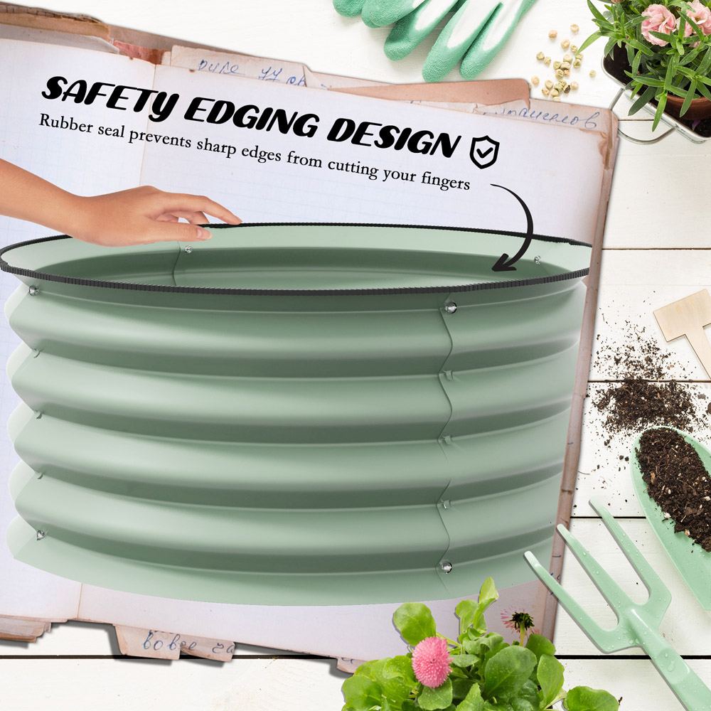 Outsunny Green Raised Garden Bed Metal Planter Box with Safety Edging Set of 2 Image 6