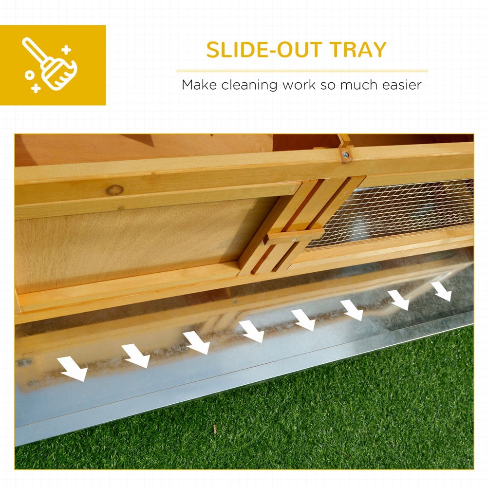 PawHut Wooden Rabbit Hutch with Hinged Top Image 4