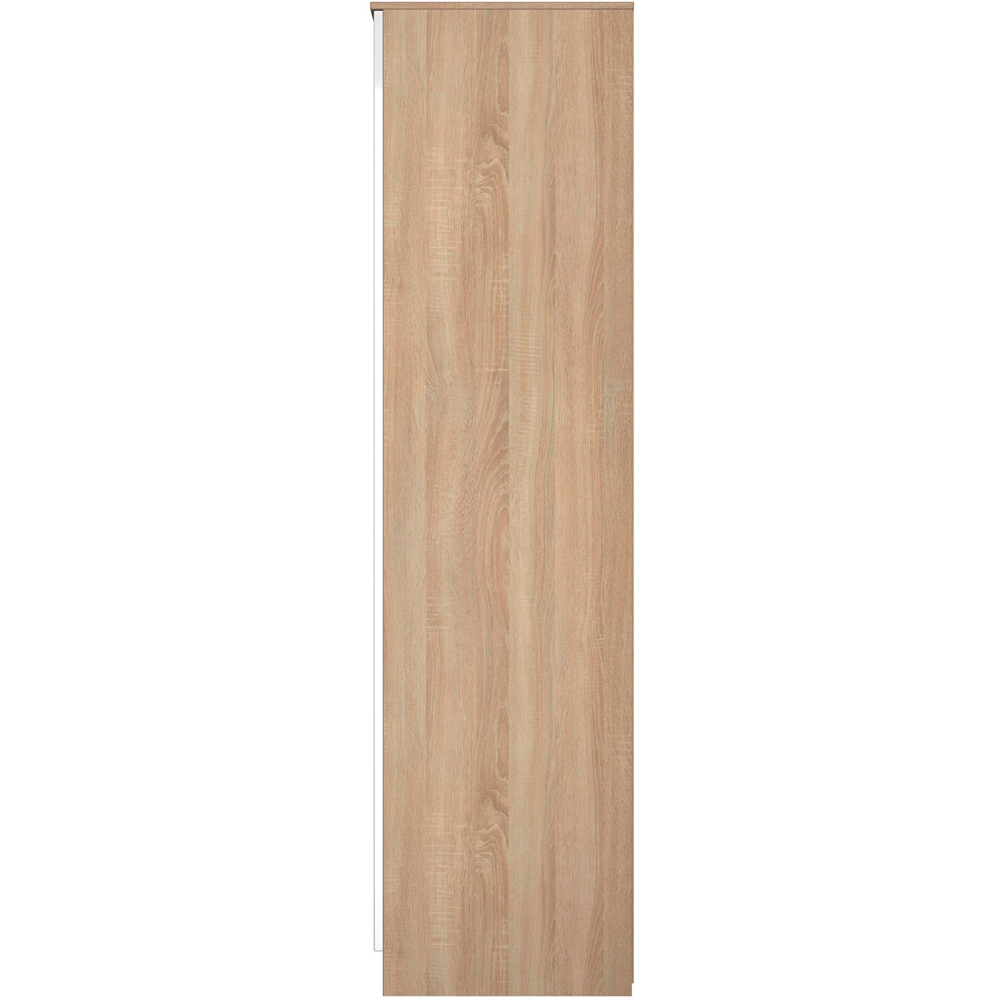 Crowndale Milan 3 Door White Gloss and Bardolino Oak Tall Mirrored Wardrobe Ready Assembled Image 3