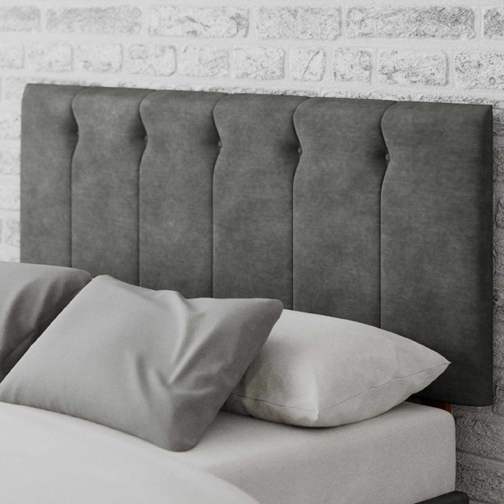 Aspire Furniture Hepburn Double Granite Soft Touch Linen Headboard Image 1