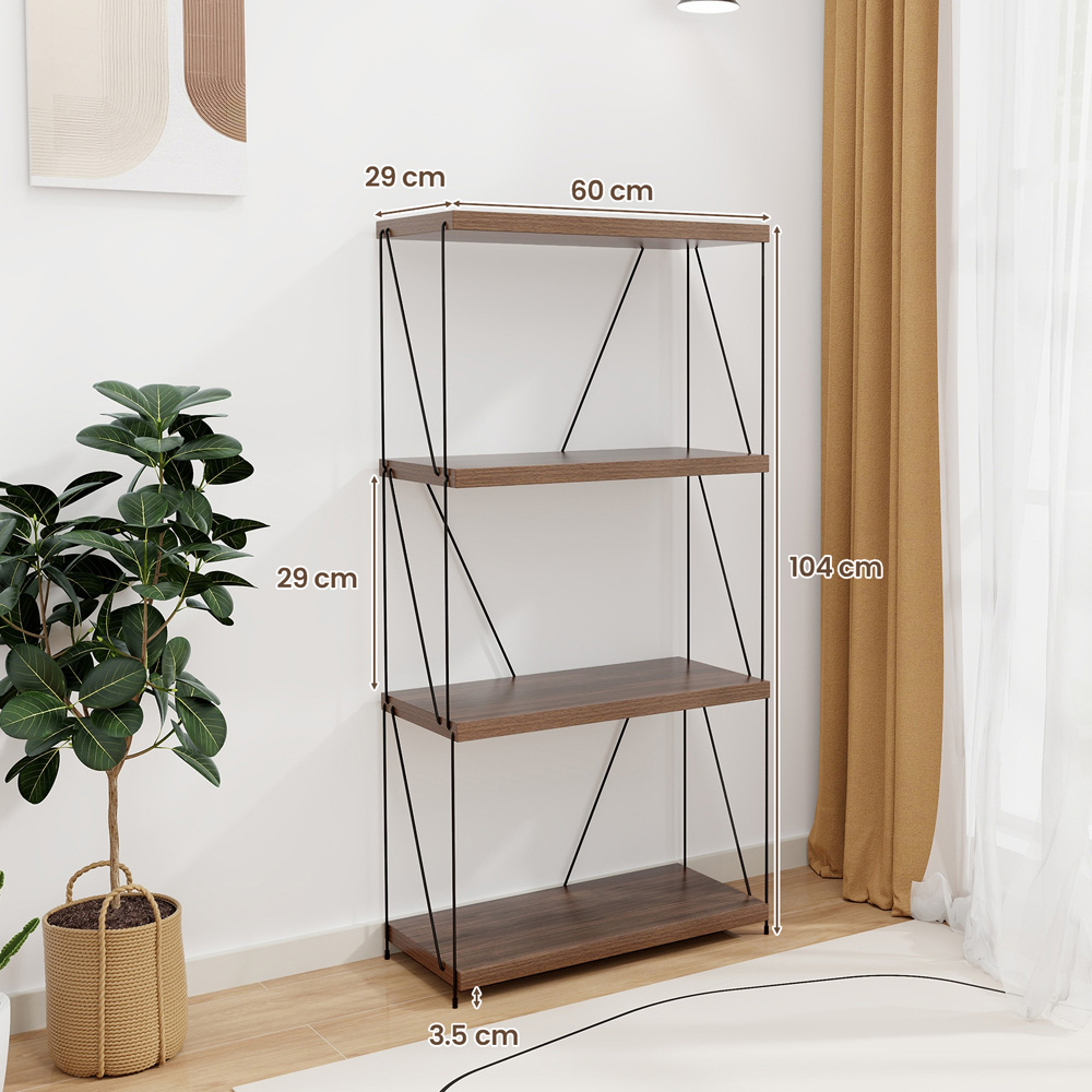 Costway 4 Shelf Brown Multipurpose Bookcase Image 9