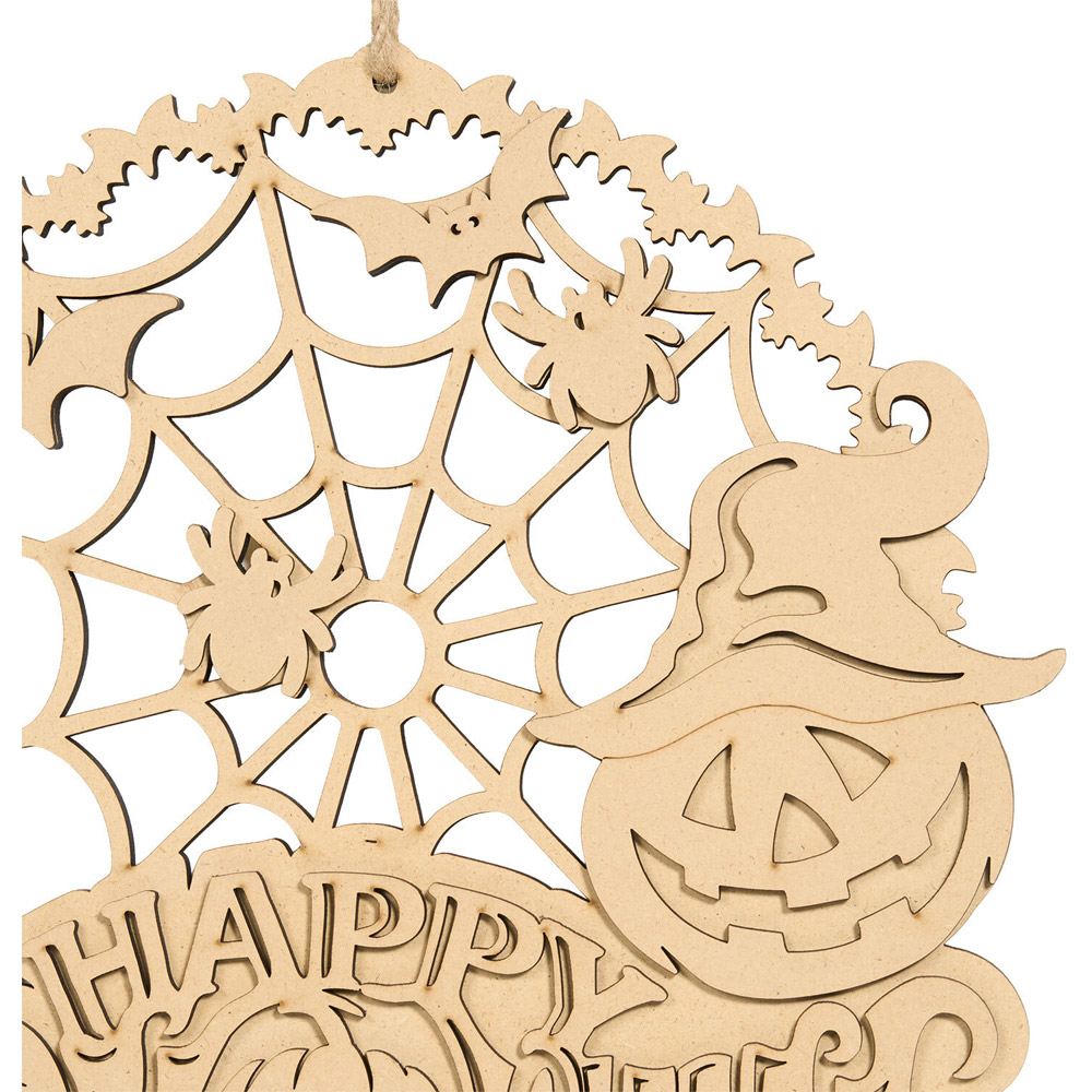 Happy Halloween Wooden Hanging Sign Natural Image 4