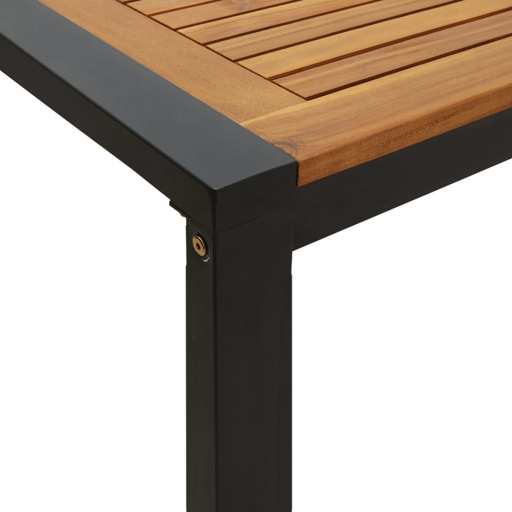 vidaXL Brown and Grey Solid Wood Acacia Garden Table with U Shaped Legs 180cm Image 6