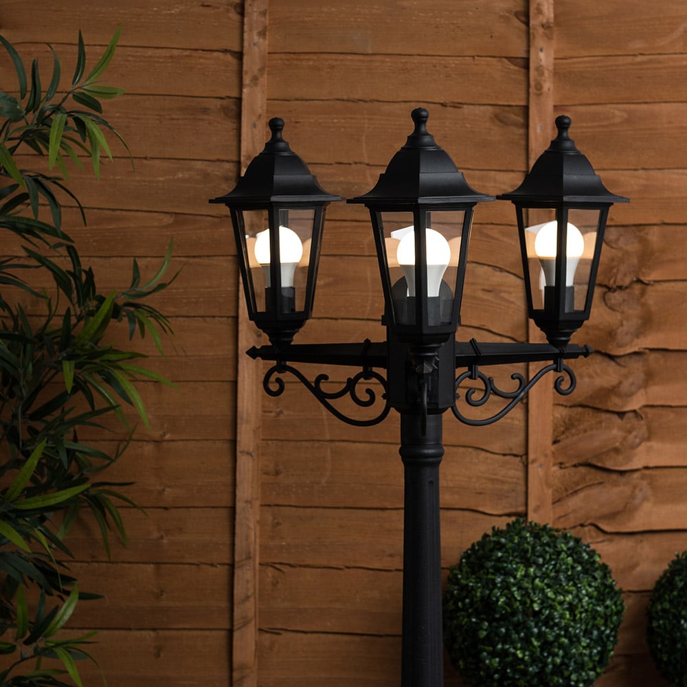 ValueLights Mayfair Black 3 Light Post Lamp Image 2