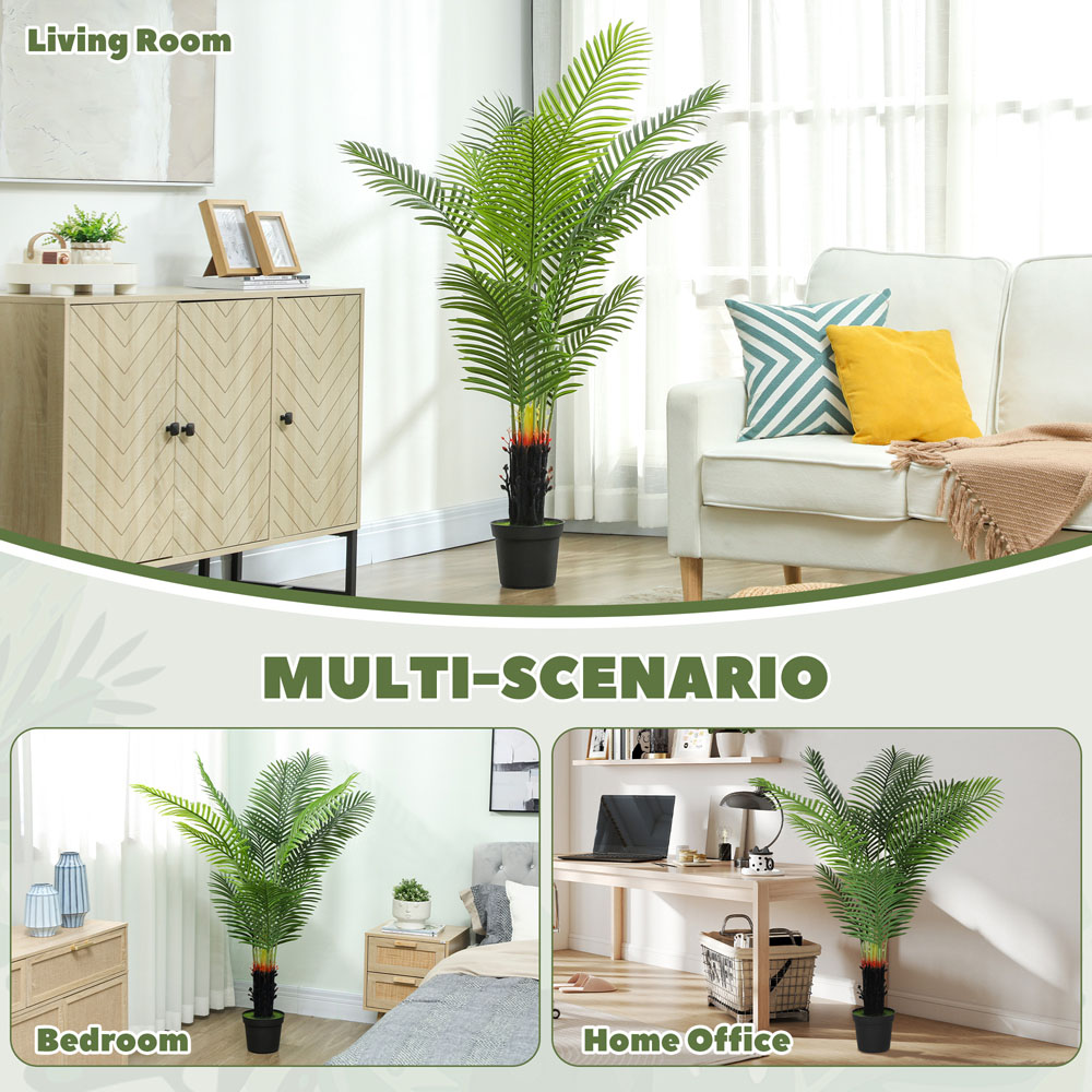 HOMCOM Areca Palm Tree Artificial Plant Pot with Flocked Soil 150cm Image 7