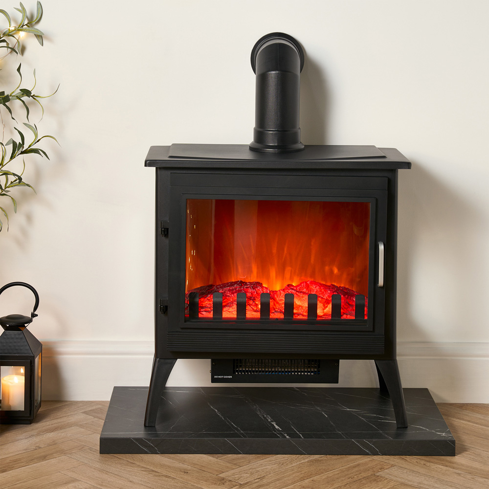 Sureflame Marlow Black 3-Sided Electric Stove with Log Storage Image 8