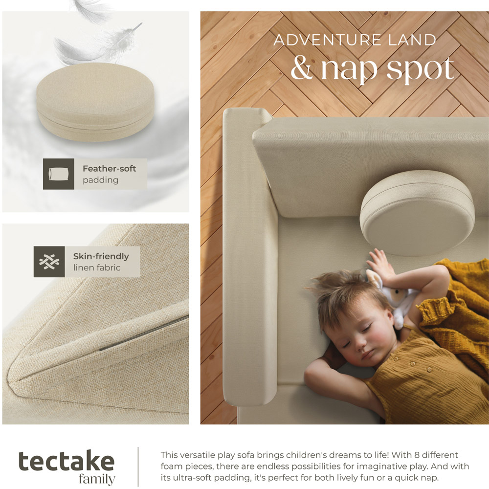 tectake Lilly Beige 8 Piece Thick Padding Kids Sofa Image 6