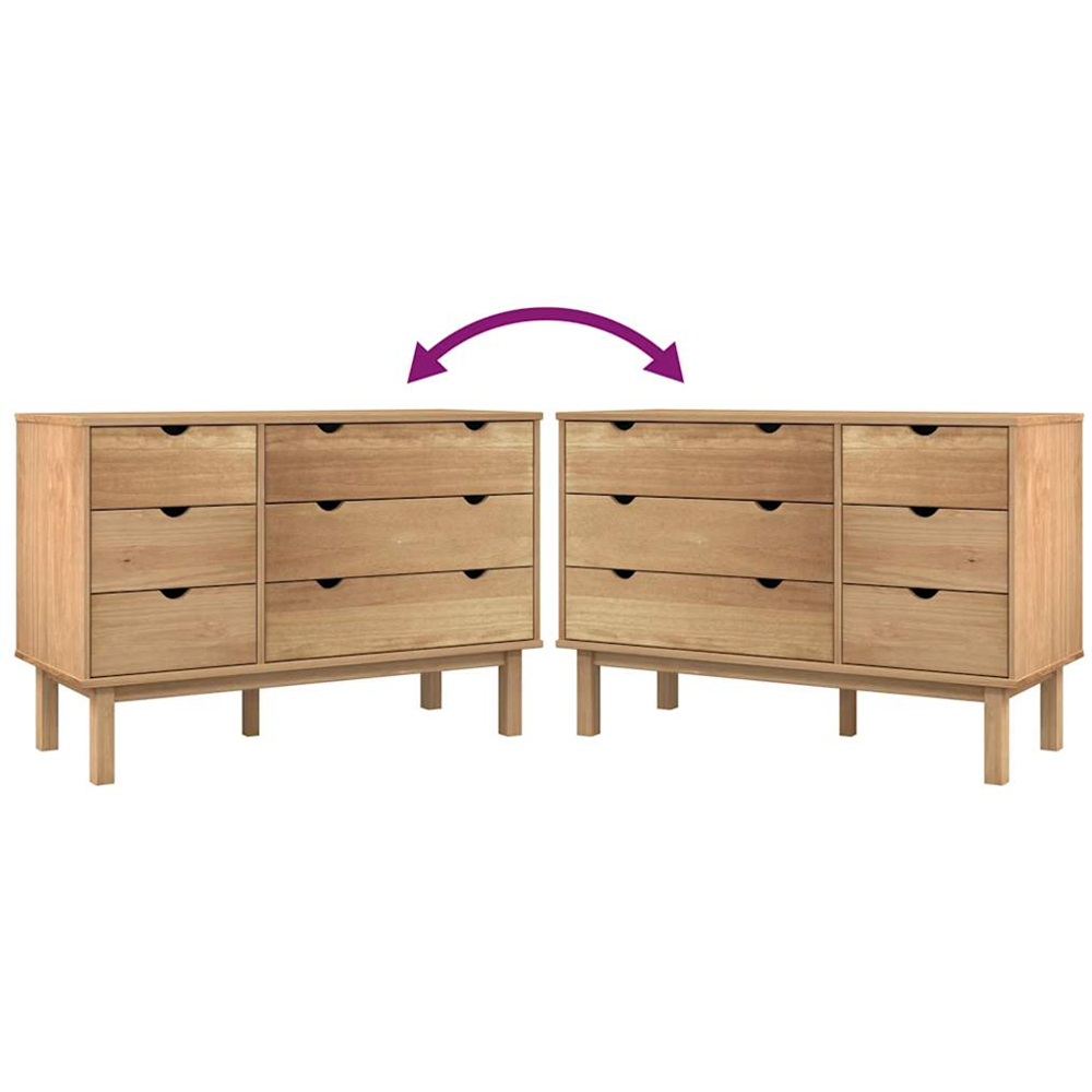 vidaXL Otta 6 Drawer Brown Solid Wood Pine Storage Cabinet Image 7