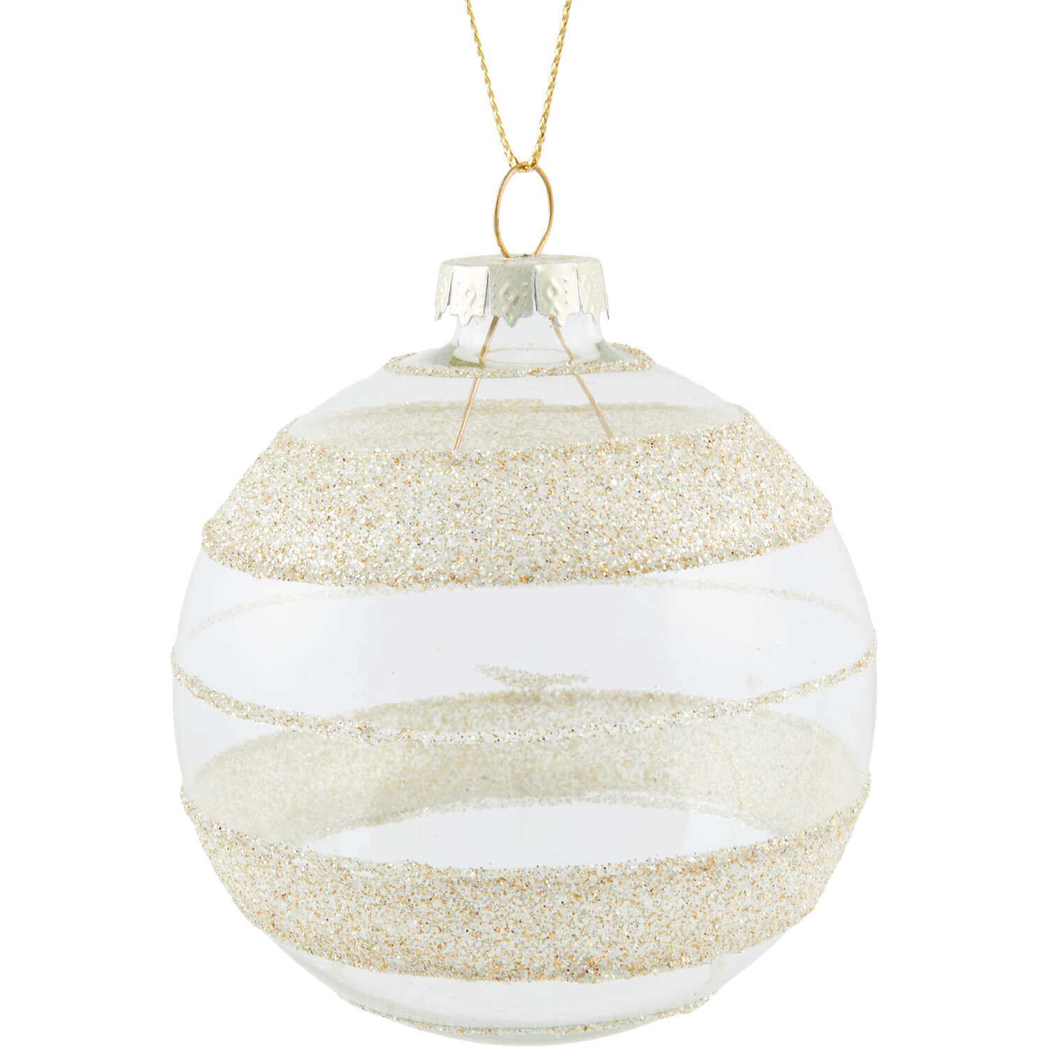 Clear Glass Glitter Bauble Champagne - Champagne Image 2