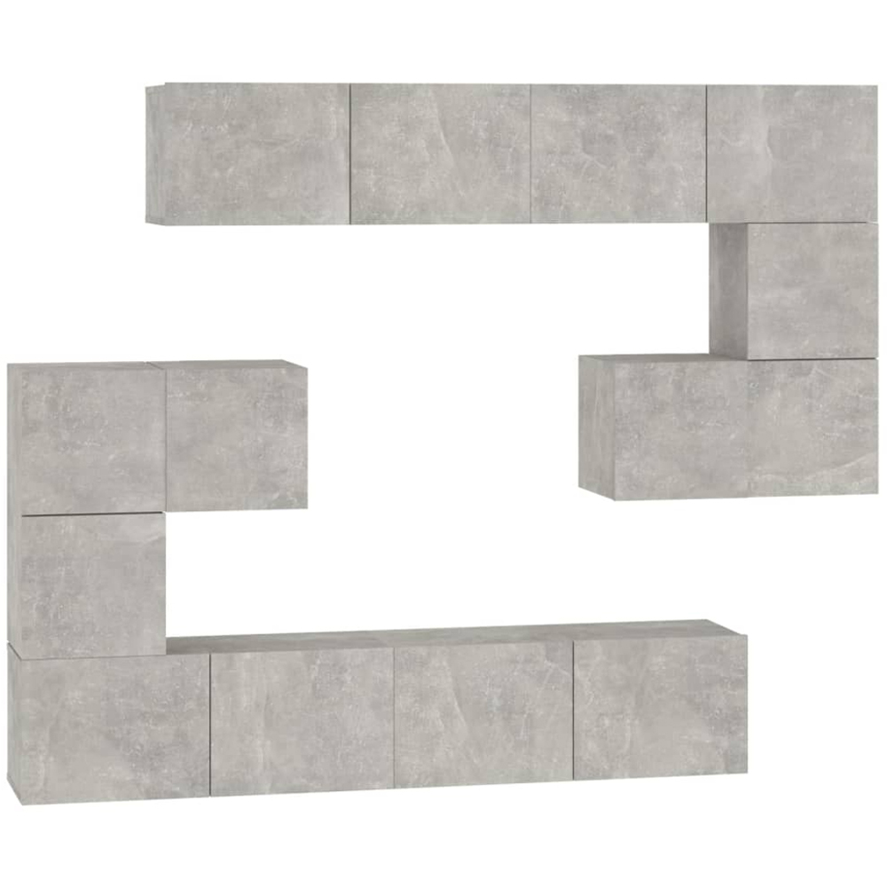 vidaXL 14 Door Concrete Grey Wall Mounted TV Cabinet Image 2