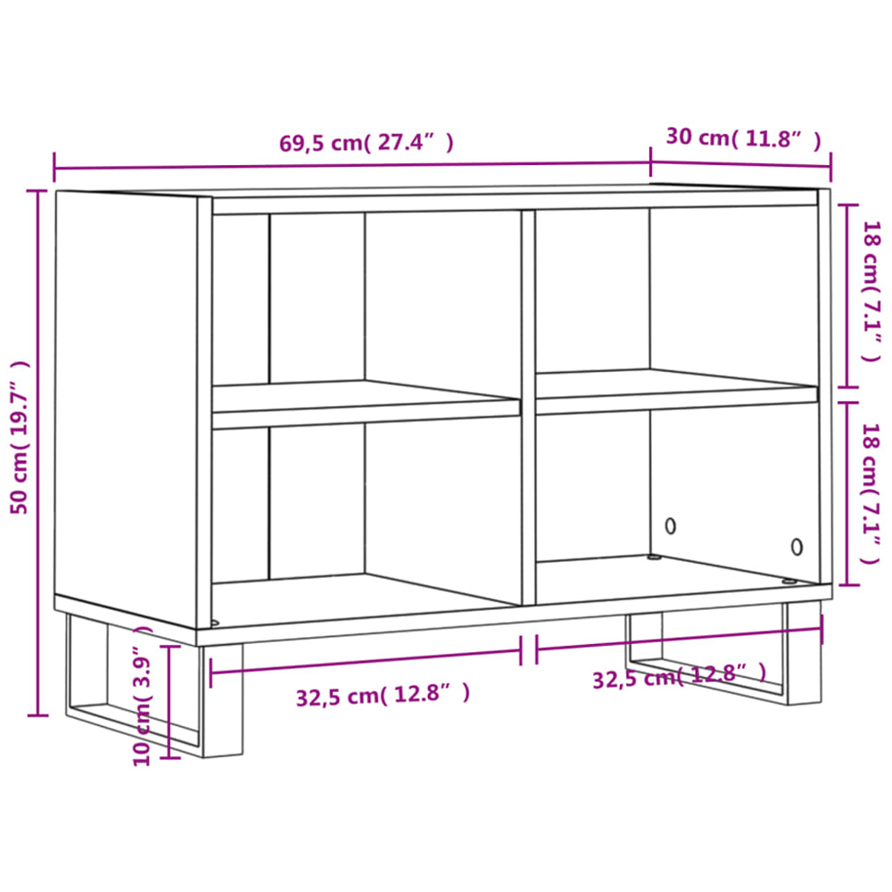 vidaXL 4 Shelf White TV Cabinet Image 9