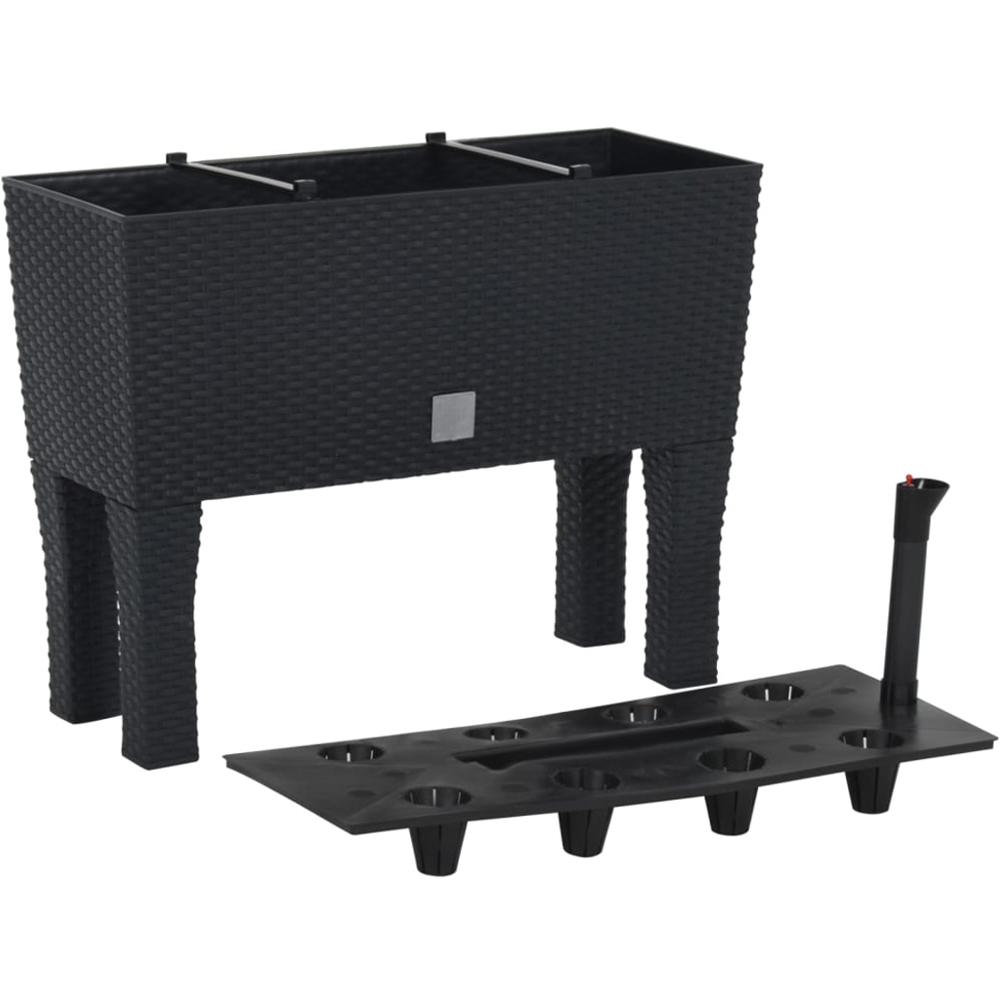 vidaXL Anthracite Plastic Rattan Raised Garden Bed 46 x 60 x 25cm Image 1