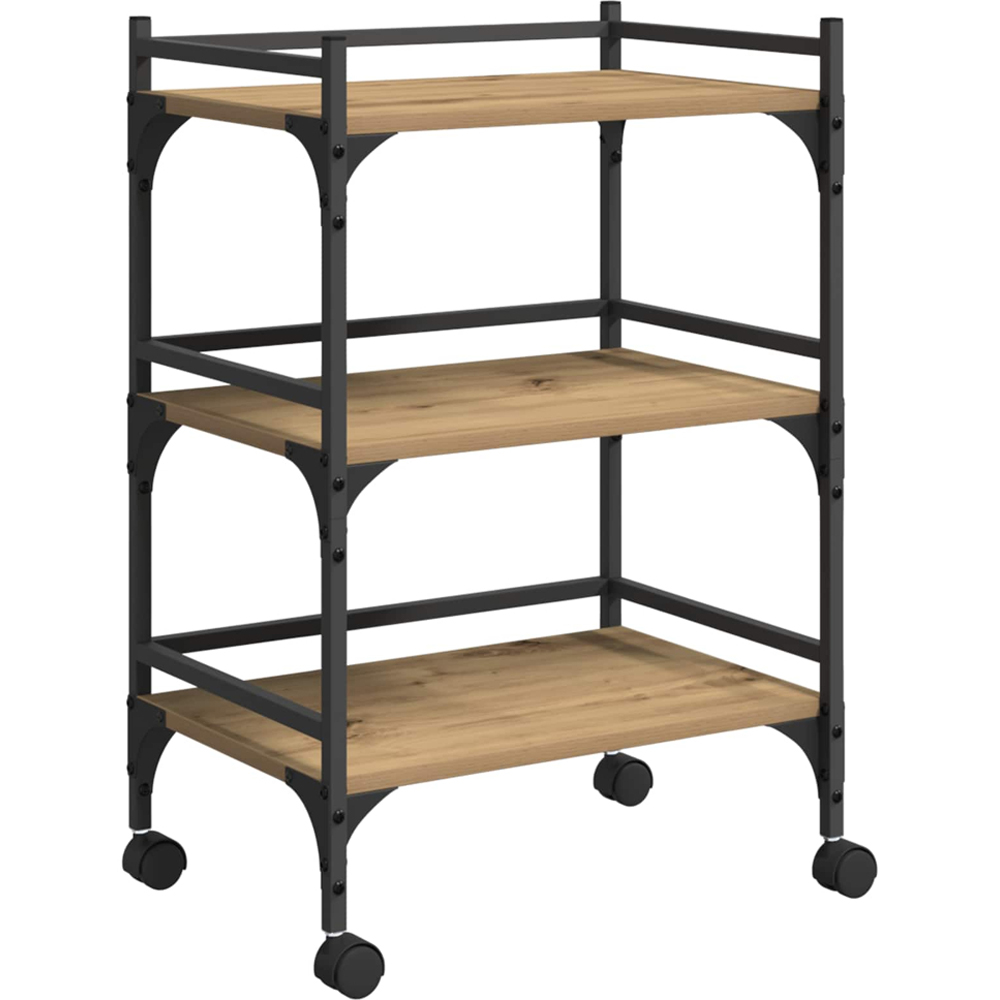 vidaXL 3 Shelf Old Wood Kitchen Trolley Image 2