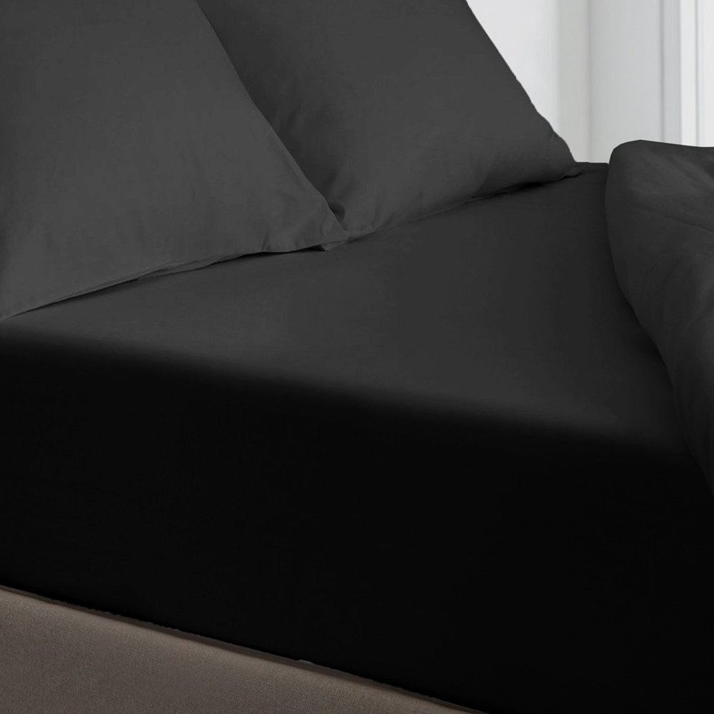 Velosso Microfibre Super King Size Black Fitted Sheet Image 2