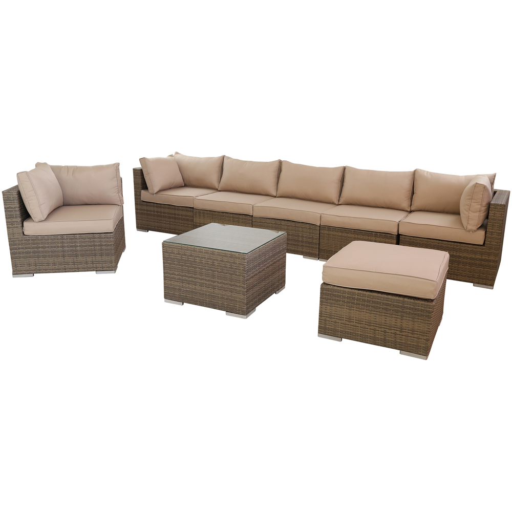 Furniture One 7 Seater Yellow Rattan Garden Sofa Set Image 3