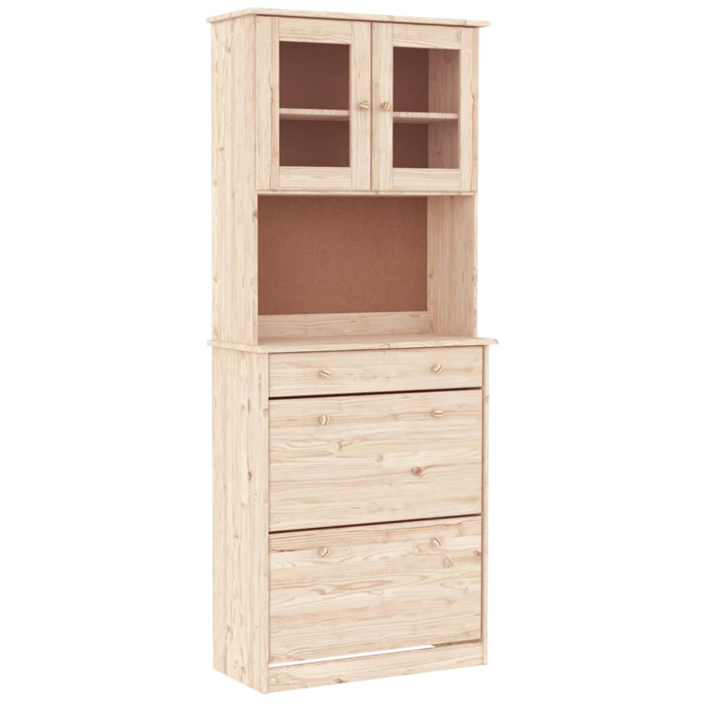 vidaXL Alta 2 Glass Door 2 Flip Door Single Drawer Tall Highboard Image 2