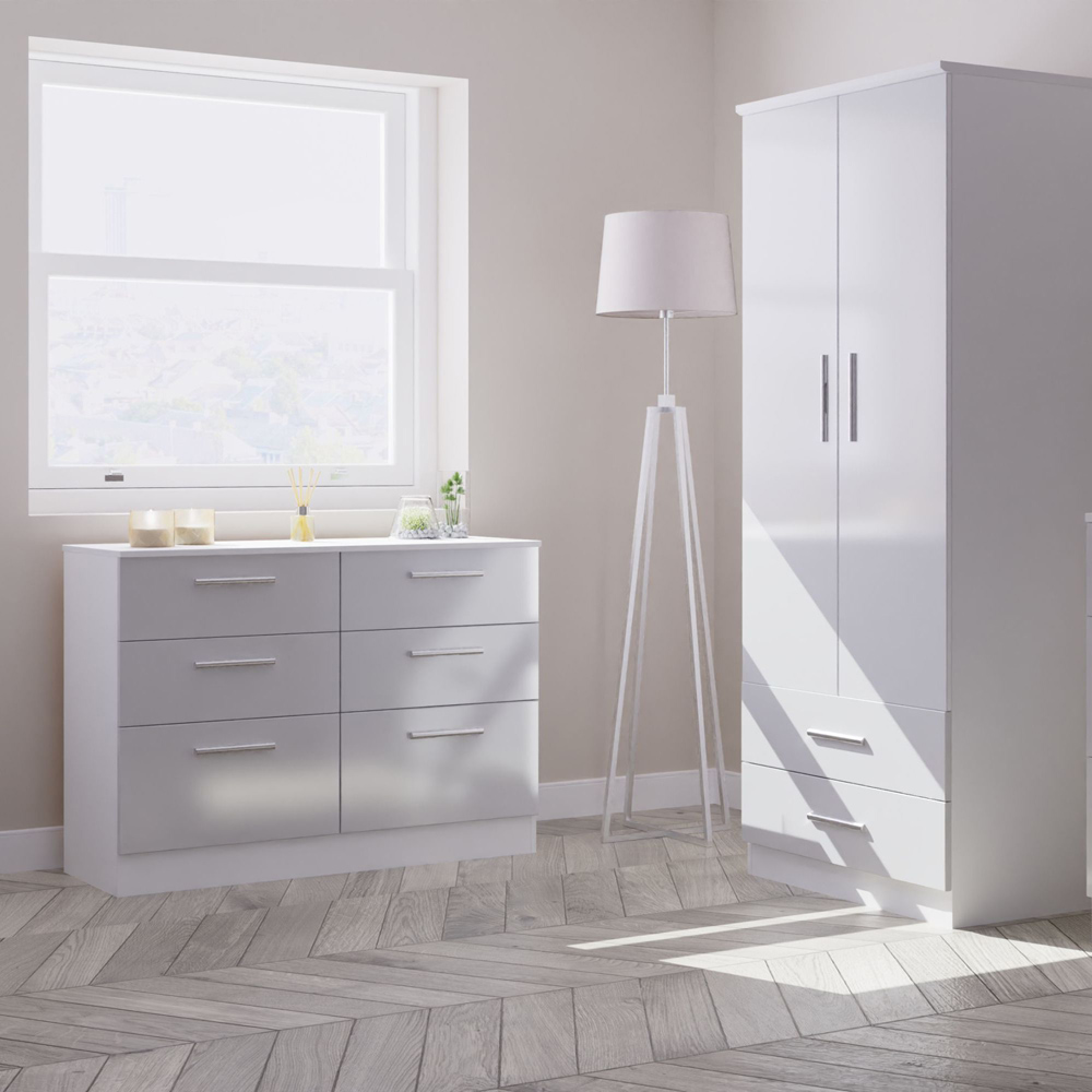 Crowndale Contrast 6 Drawer Grey and White Matt Midi Chest of Drawers Image 3