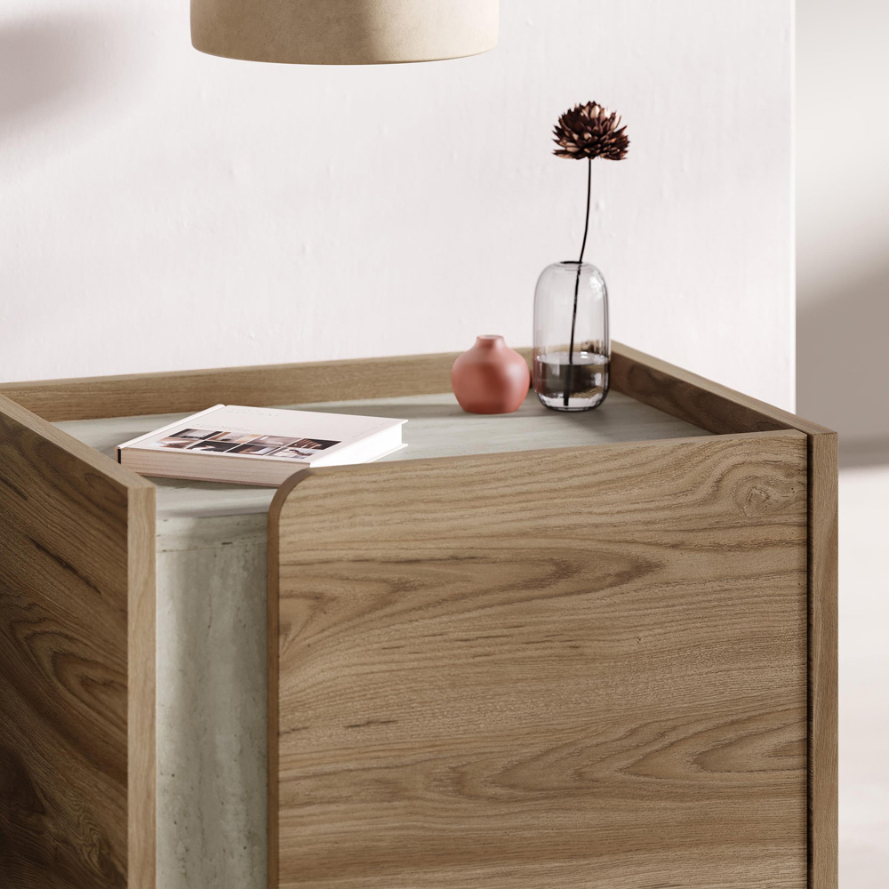 Decortie Norm Single Door Travertine Bedside Table Image 3
