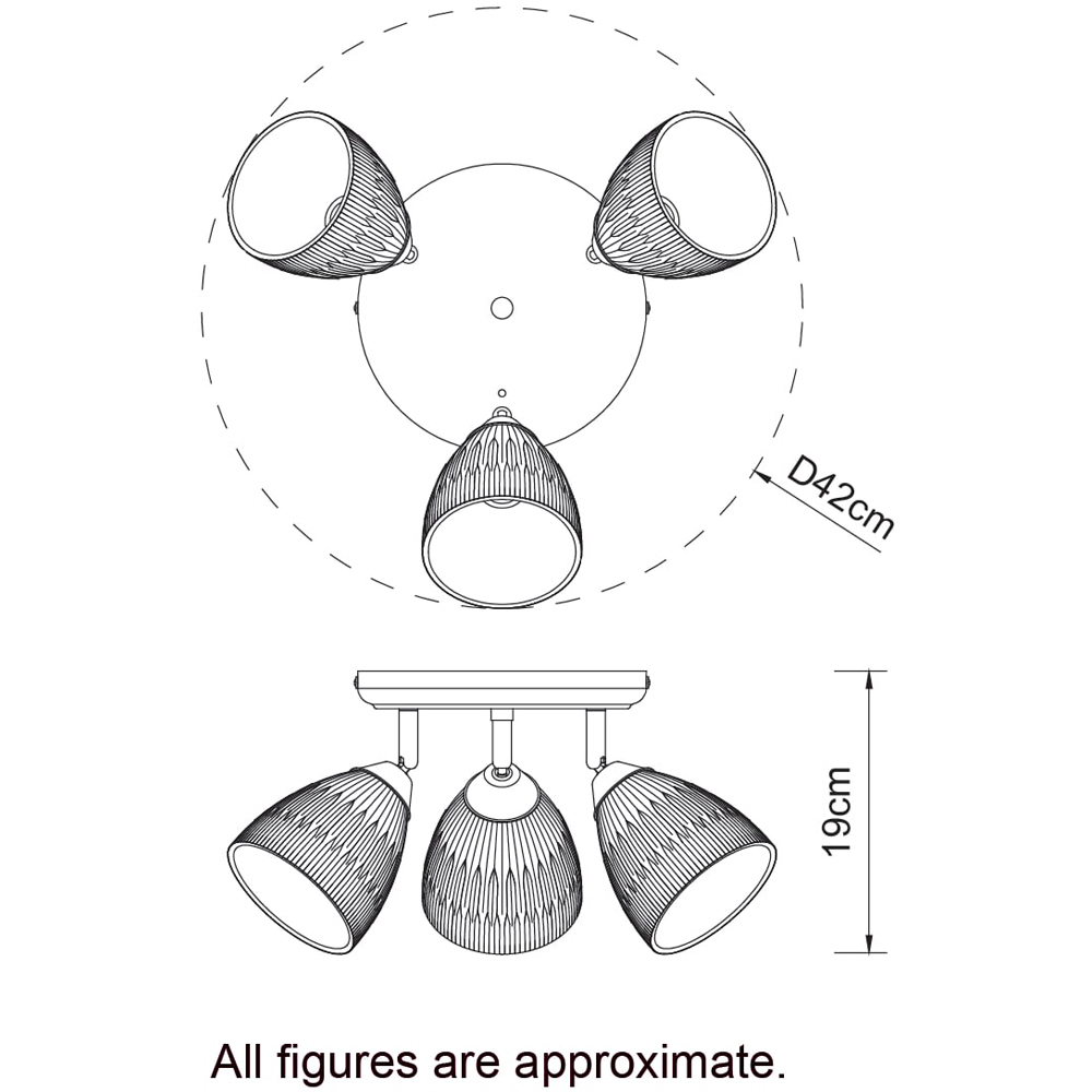 Cosylyte Athella Bathroom 3 Light Modern Ribbed Glass Spotlight Image 7