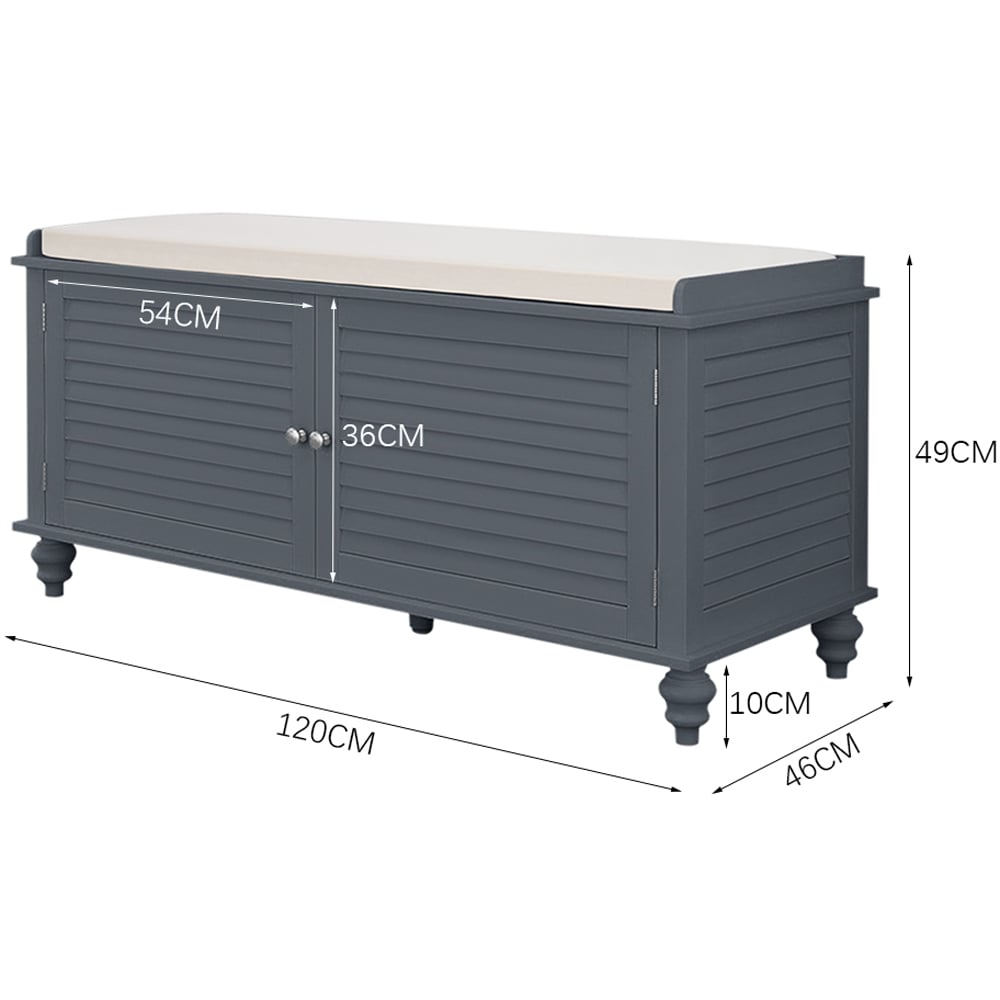 Living and Home Grey Wooden Shoe Cabinet Bench Image 9