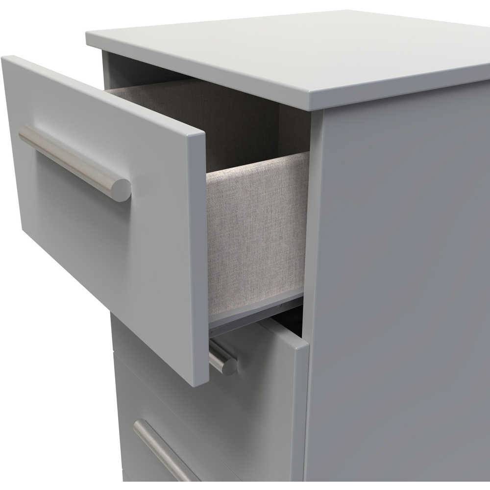 Crowndale Contrast 4 Drawer Dusk Grey Bedside Cabinet Ready Assembled Image 6