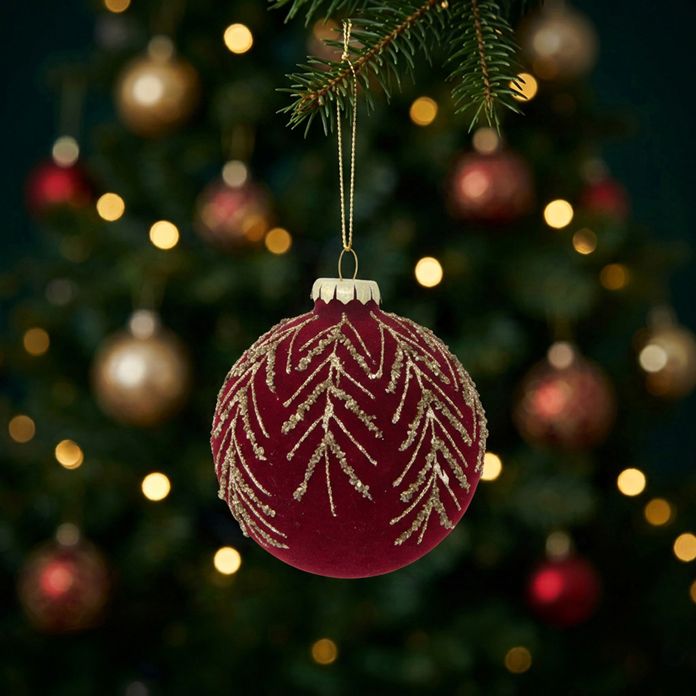 Flocked Glitter Bauble Image 2