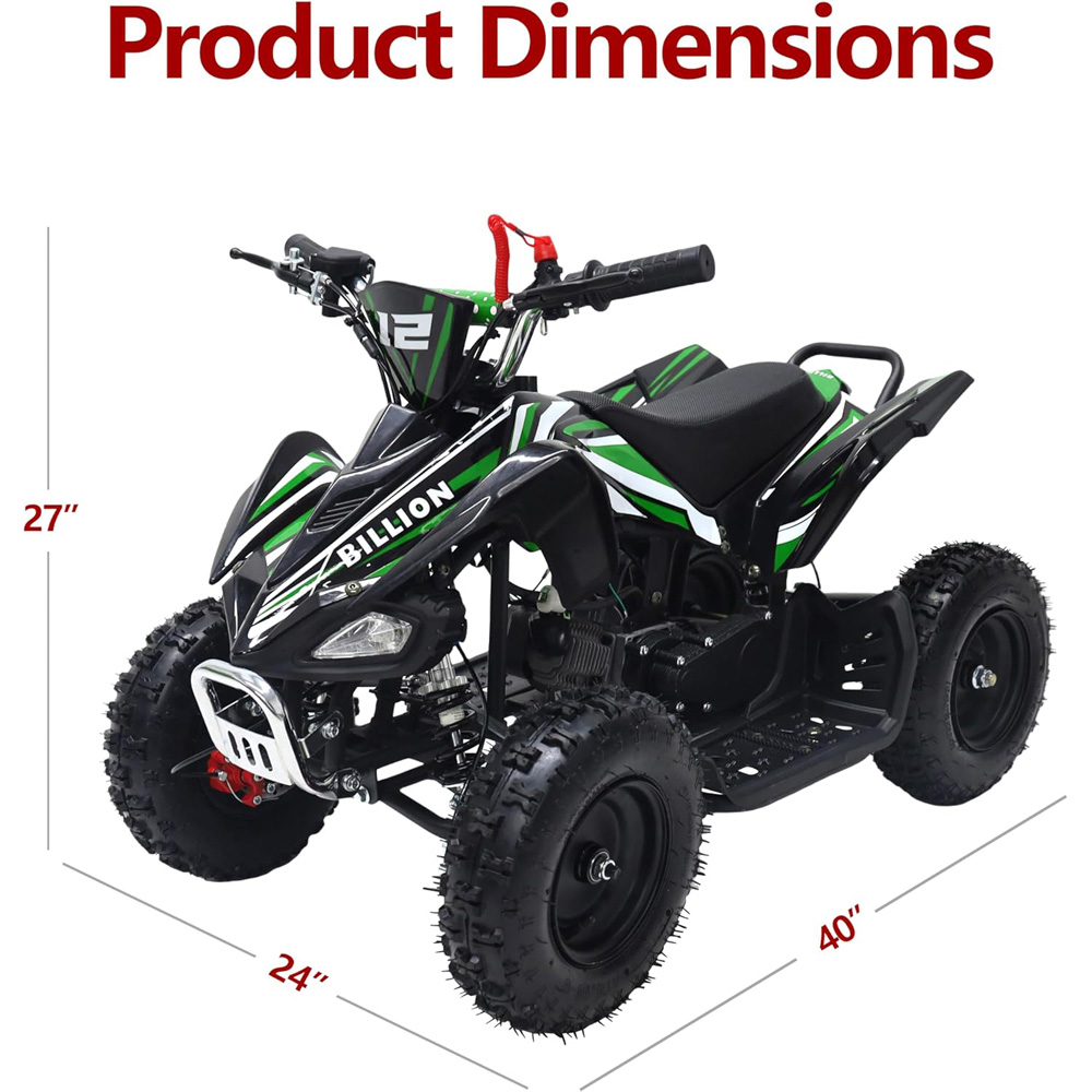 Alivio Kids Green 49cc 2-Stroke Engine Mini Petrol Quad Bike with Disc Brakes 1.8L Image 9