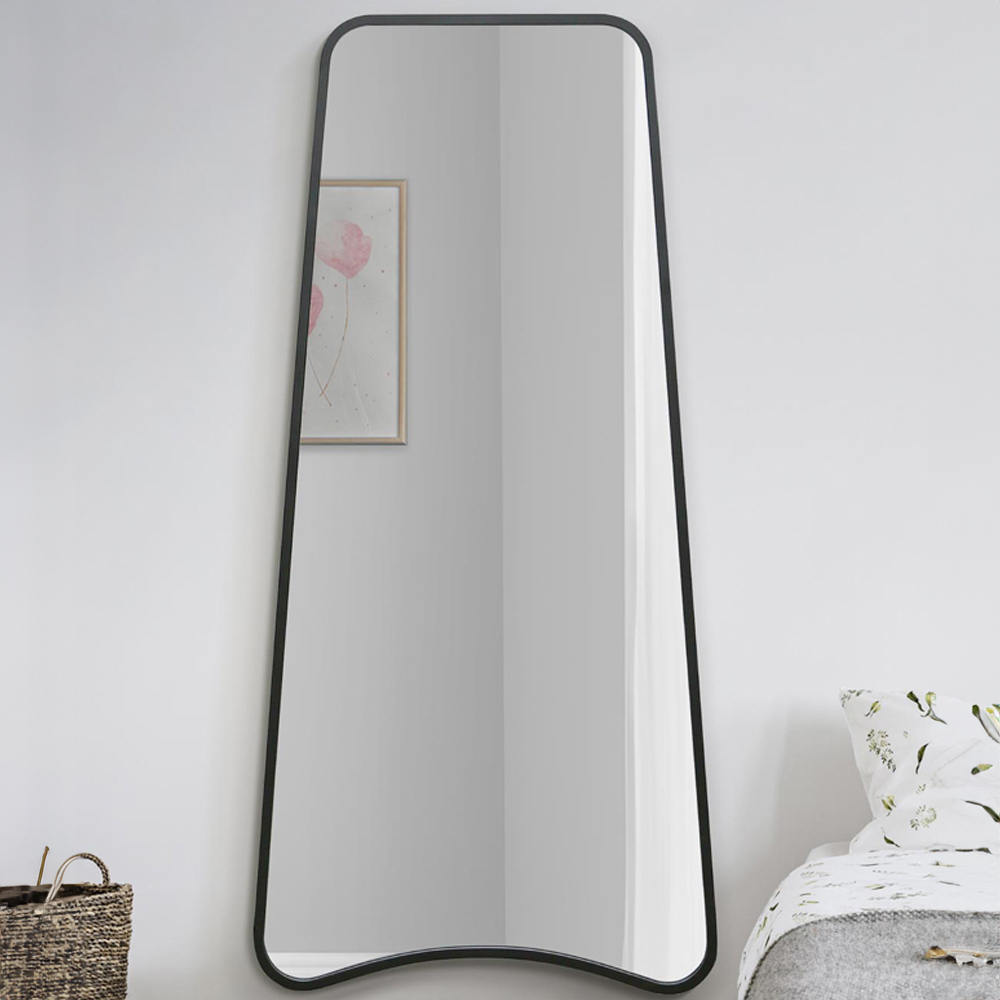 MirrorOutlet The Coartans Black Metal Trapezoid Wall Mirror 180 x 85cm Image 2