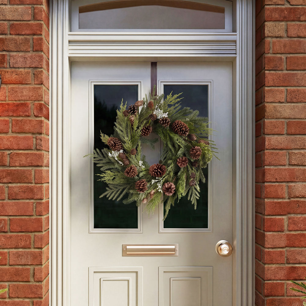Charles Bentley Green Christmas Wreath with Pinecones 60cm Image 2