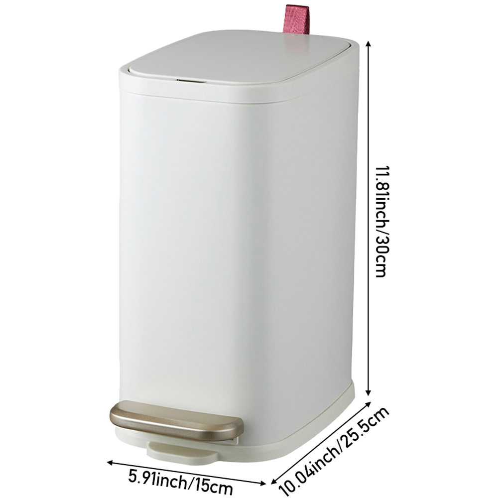 Living and Home Creamy White Slim Rubbish Bin with Soft Close Lid 5L Image 8