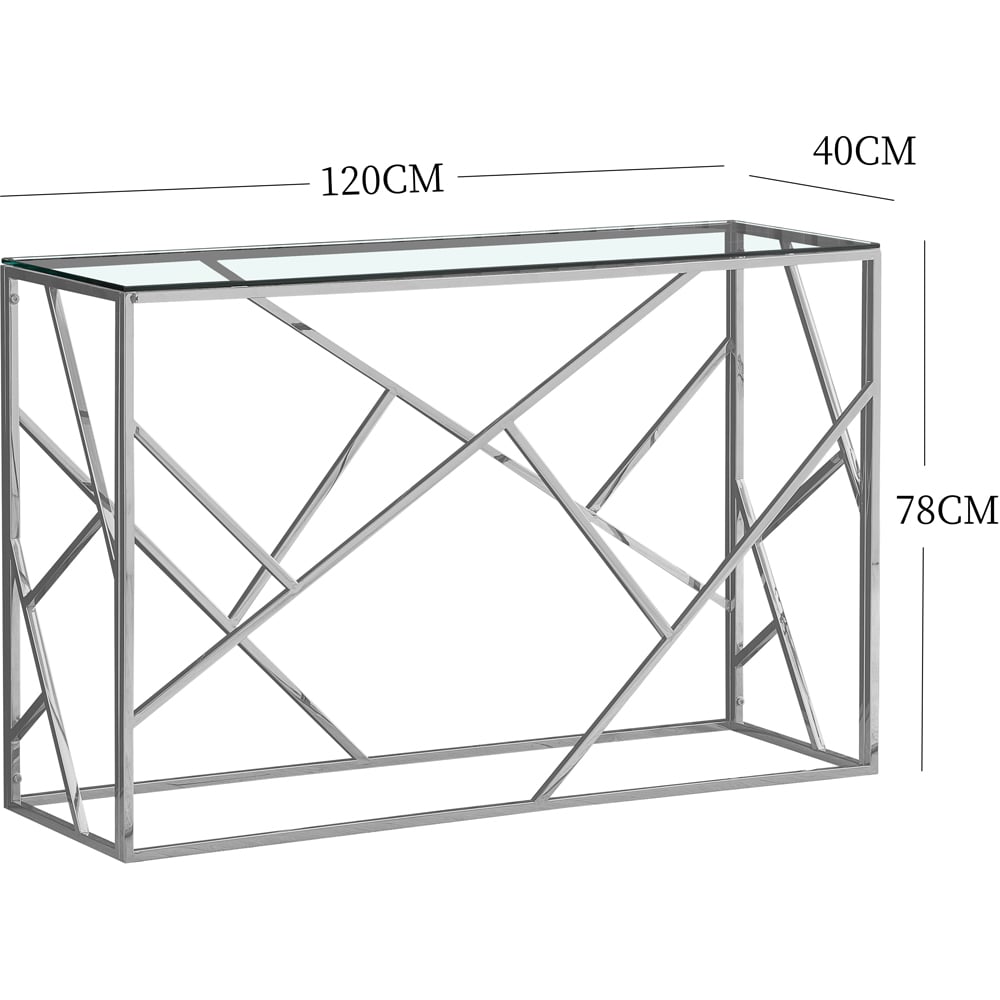 Comfy Living Silver Glass and Metal Rectangular Console Table Image 5