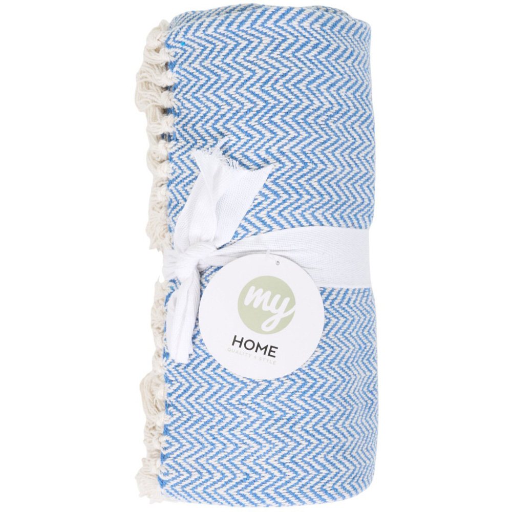 Chevron Woven Throw Blue Image 2