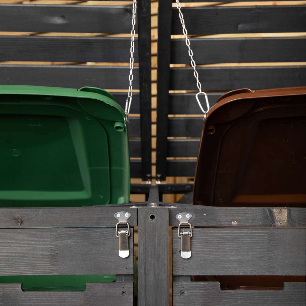 Samuel Alexander 7 x 3.8ft Dark Grey Triple Wheelie Bin Wooden Garden Bin Shed Image 8