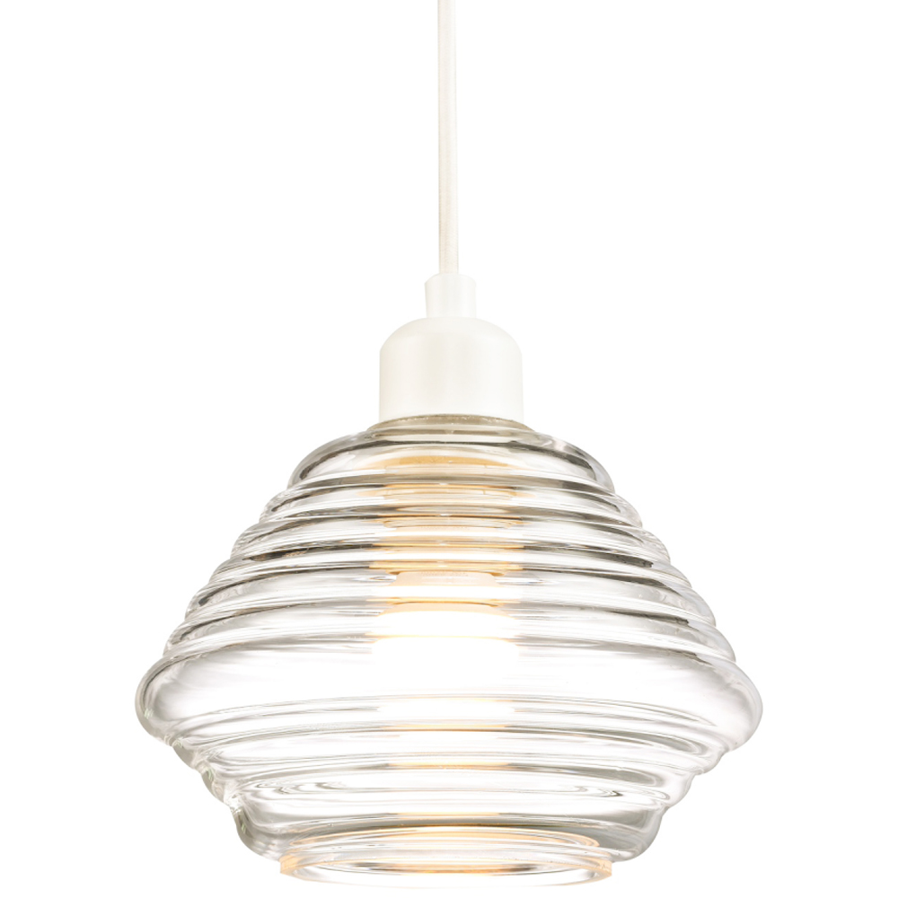 Happy Homewares Design Ribbed Clear Glass Pendant Shade Image 5