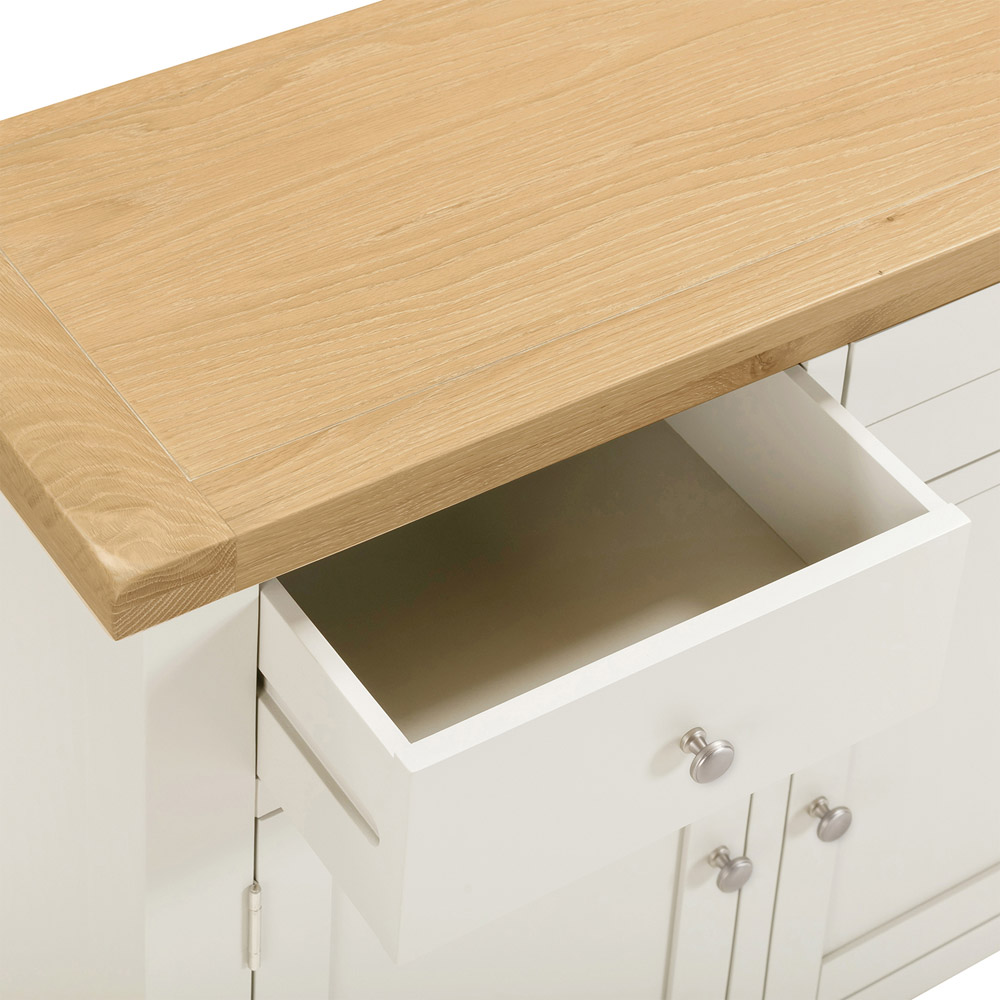 Seconique Windsor 3 Door 3 Drawer Ivory and Oak Sideboard Image 7