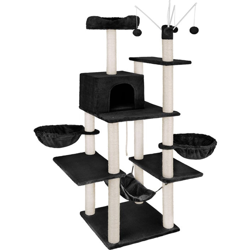 tectake Lilou Black Cat Tree with Scratching Posts 165cm Image 1