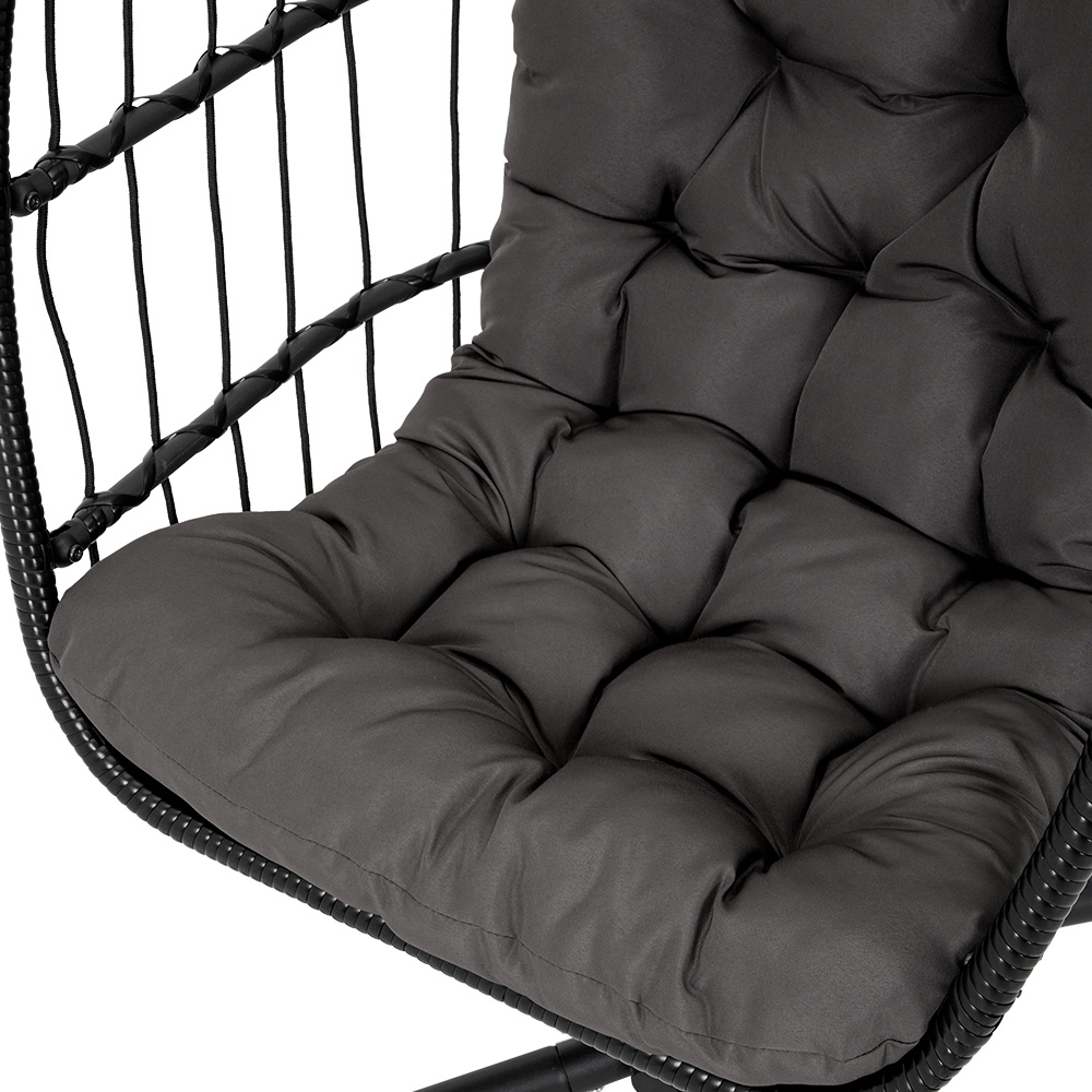 Living and Home Black Linear Wicker Hanging Egg Chair Image 5