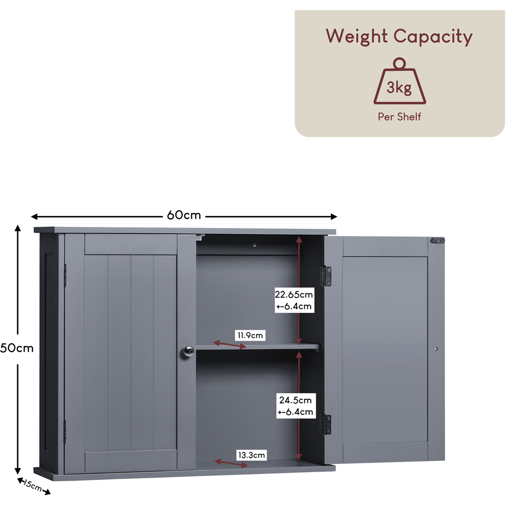 BATH VIDA Priano 2 Door Grey Wall Mounted Bathroom Cabinet Image 9
