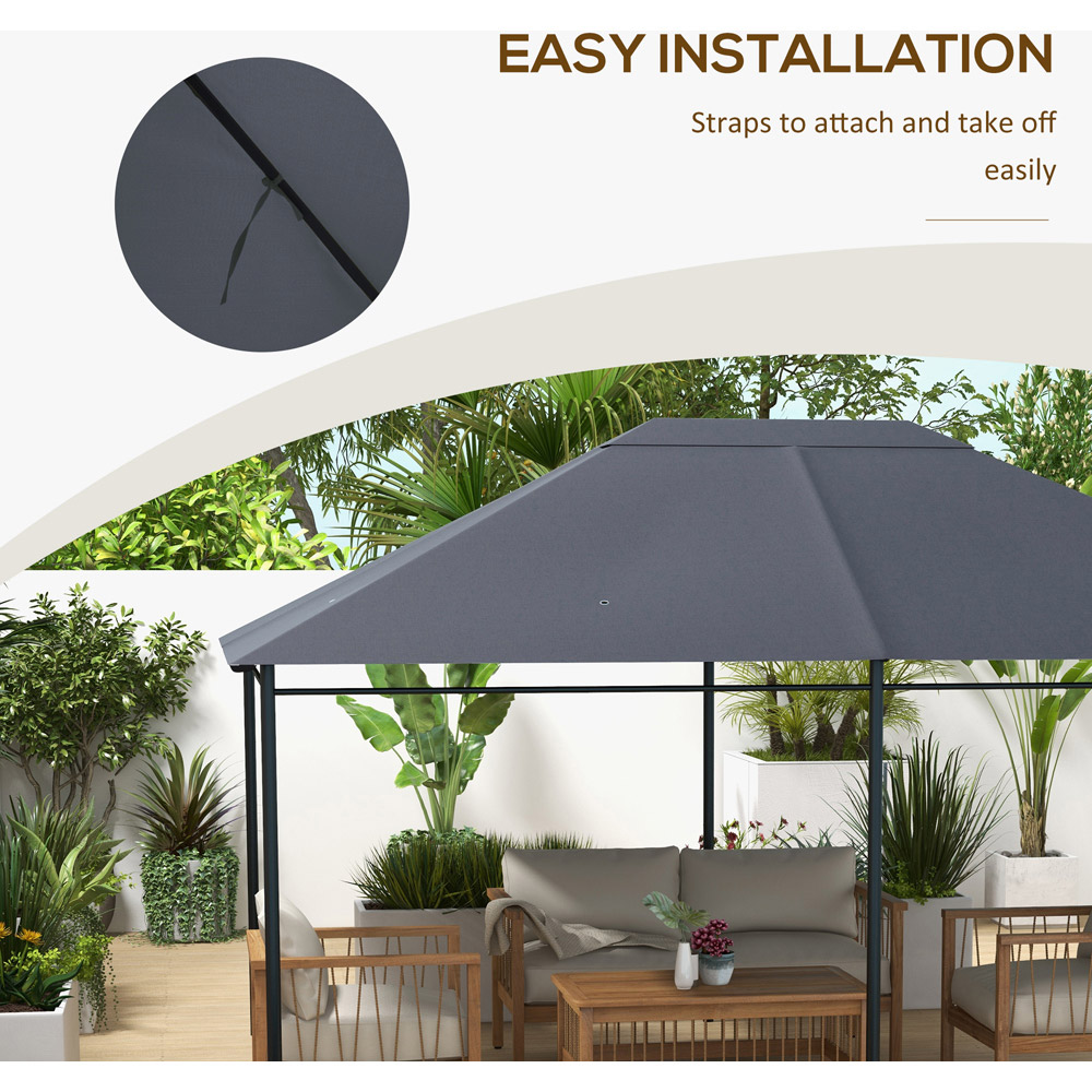 Outsunny 3 x 4m Dark Grey Polyester Gazebo Canopy Replacement Cover Image 6
