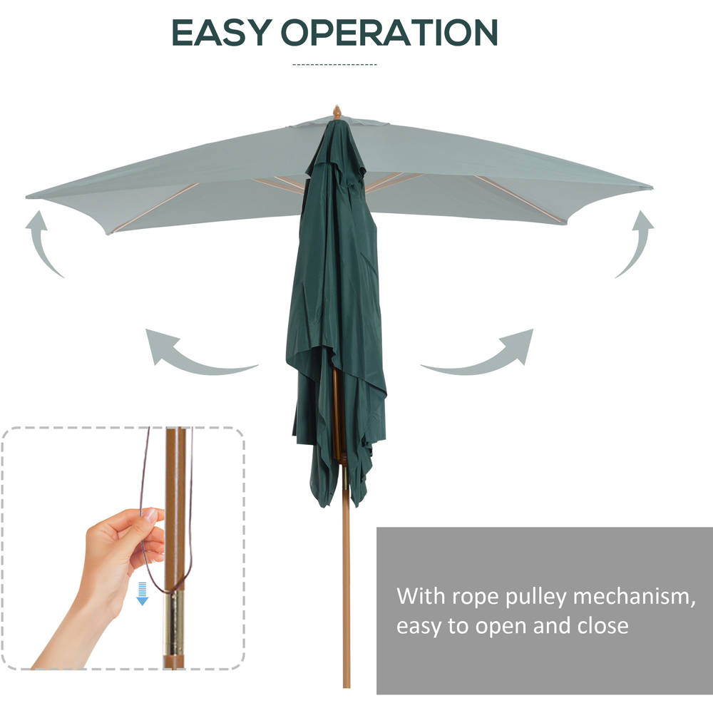 Outsunny Dark Green Wooden Parasol 2.9m Image 6