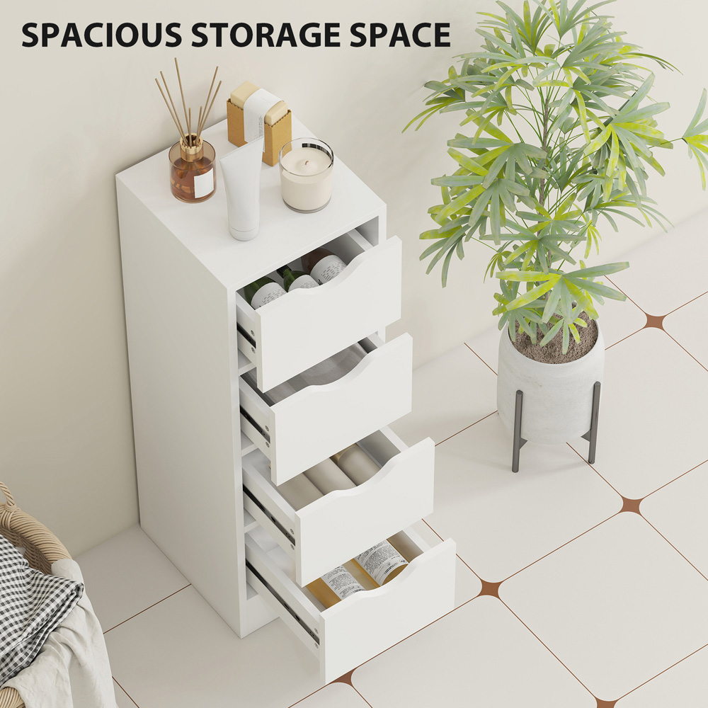 Portland 4 Drawer White Freestanding Bathroom Cabinet Image 8
